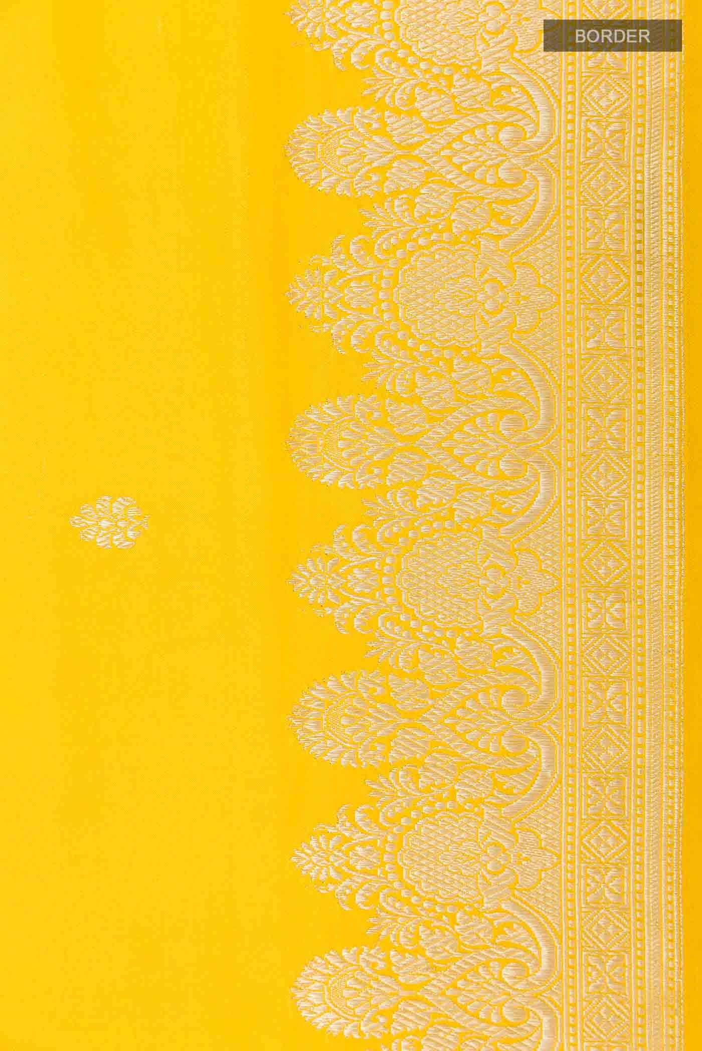 Yellow Banarasi Katan Silk Saree