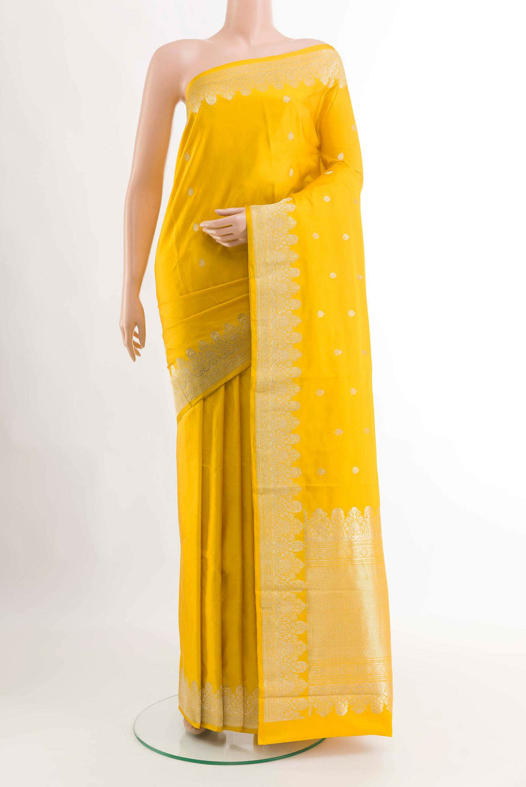 Yellow Banarasi Katan Silk Saree