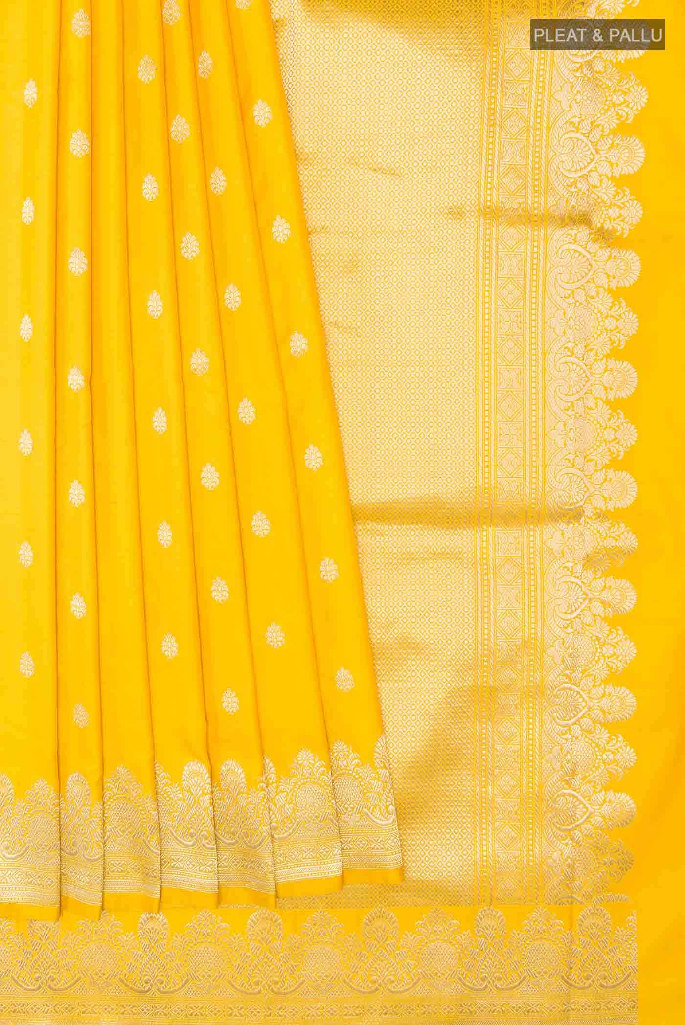 Yellow Banarasi Katan Silk Saree