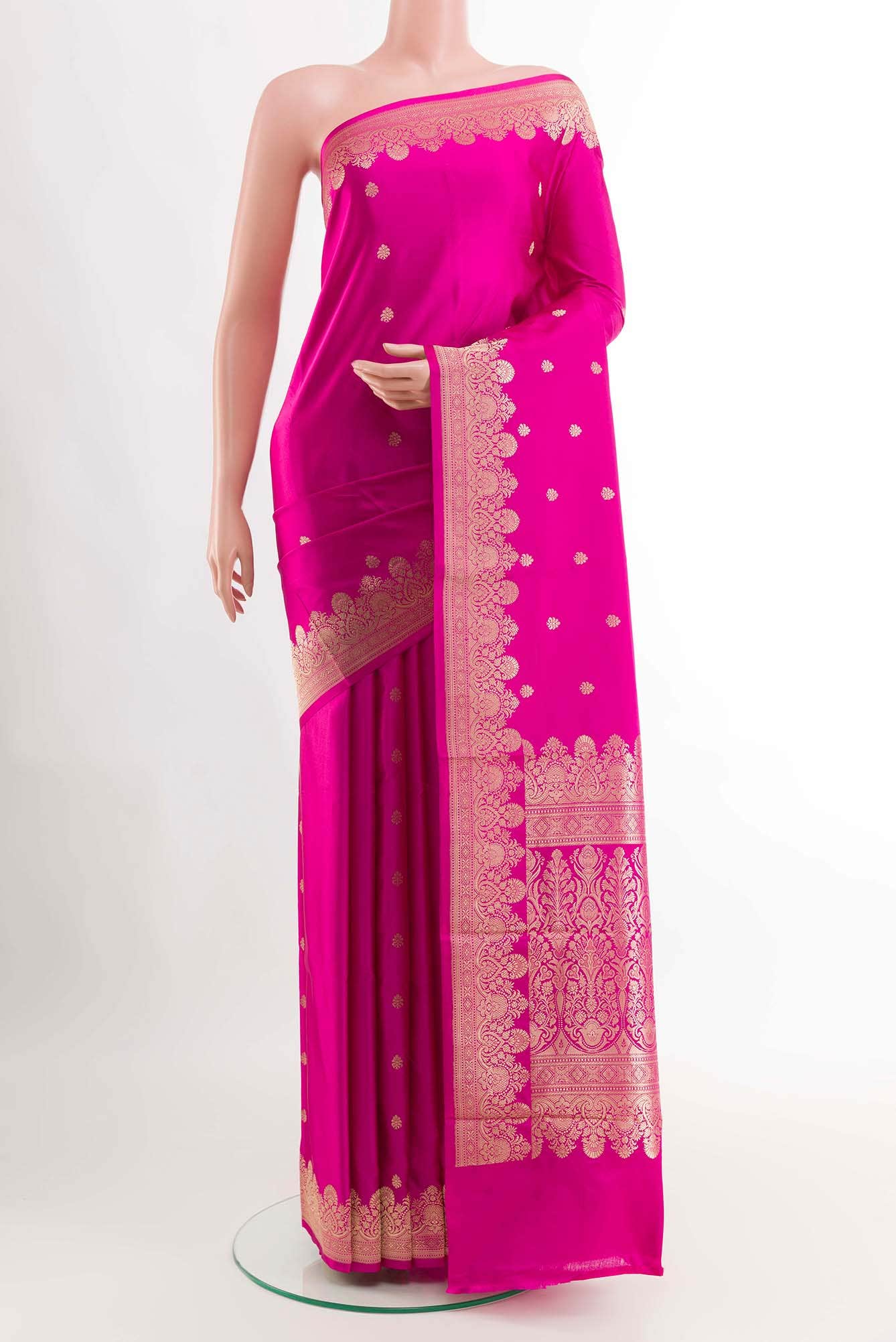 Dark Pink Banarasi Katan Silk Saree