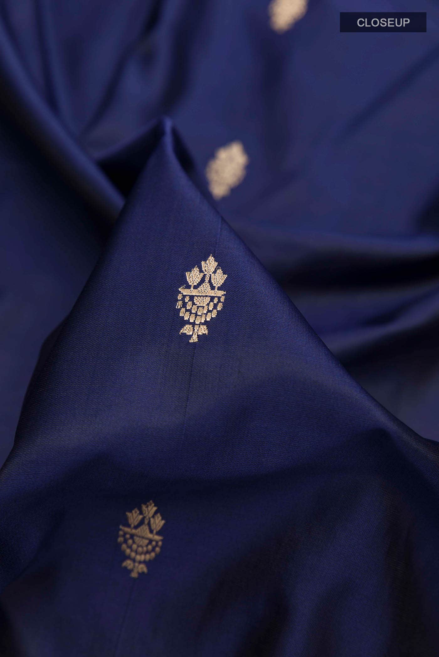 Dark Blue Banarasi Katan Silk Saree