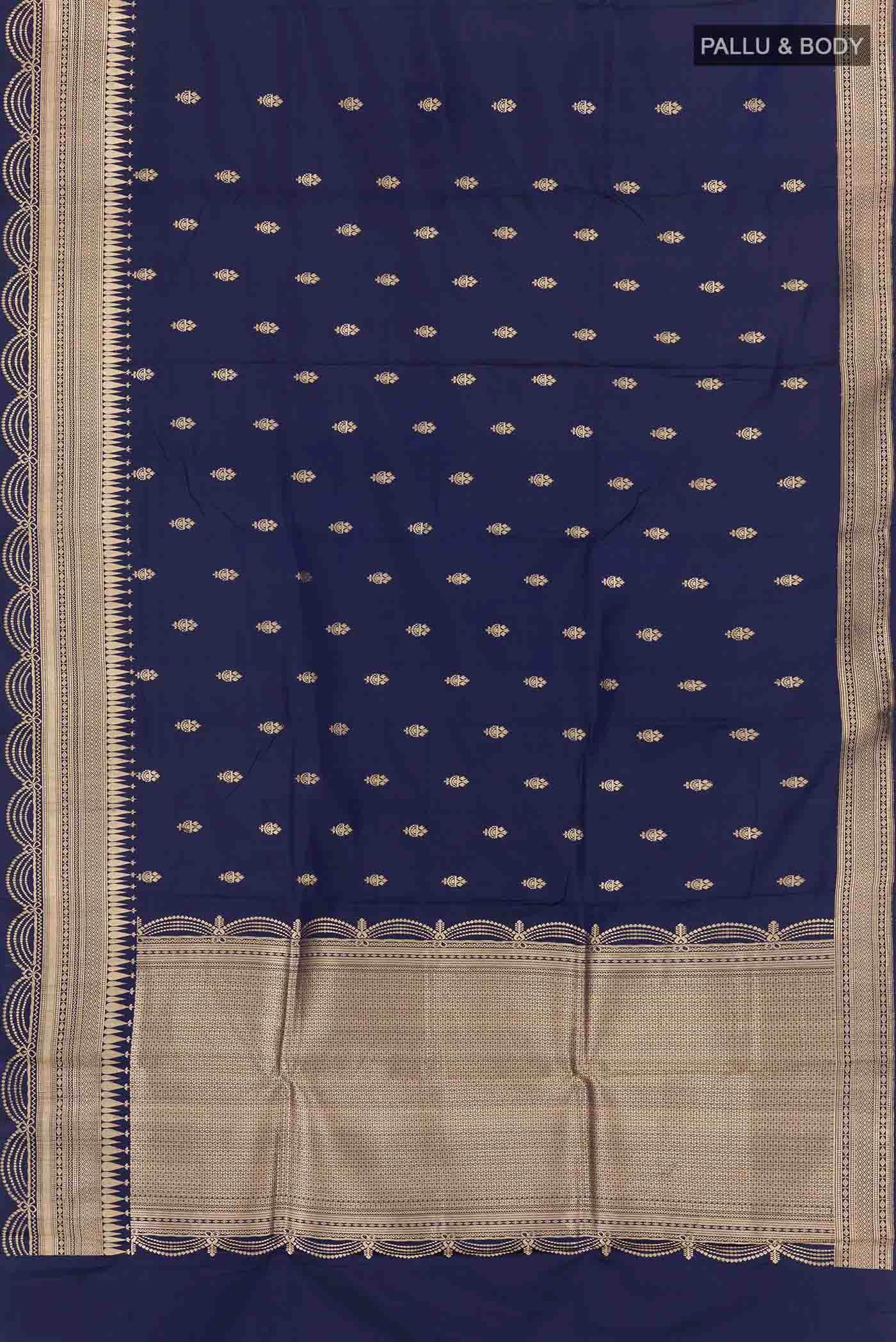 Dark Blue Banarasi Katan Silk Saree