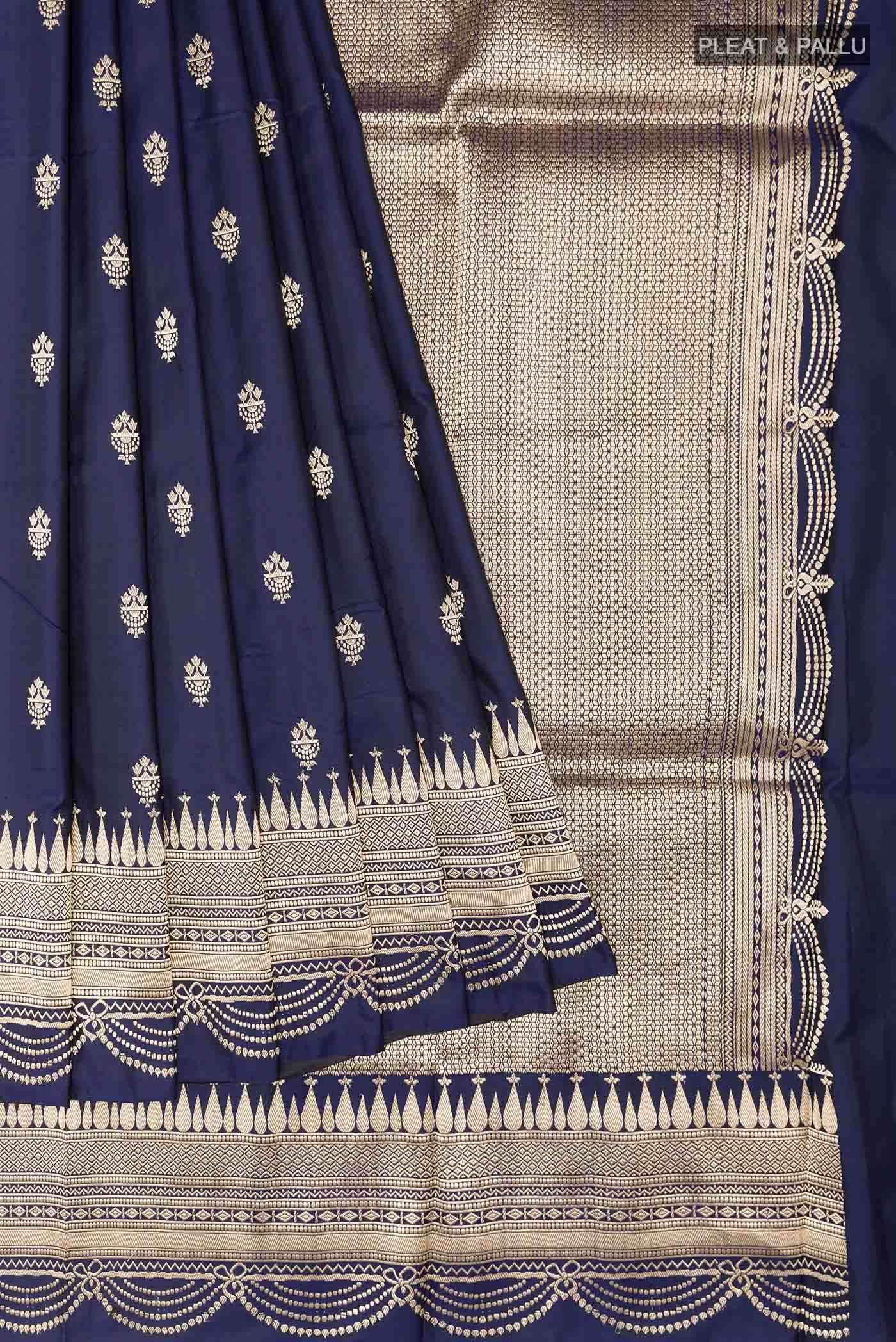 Dark Blue Banarasi Katan Silk Saree