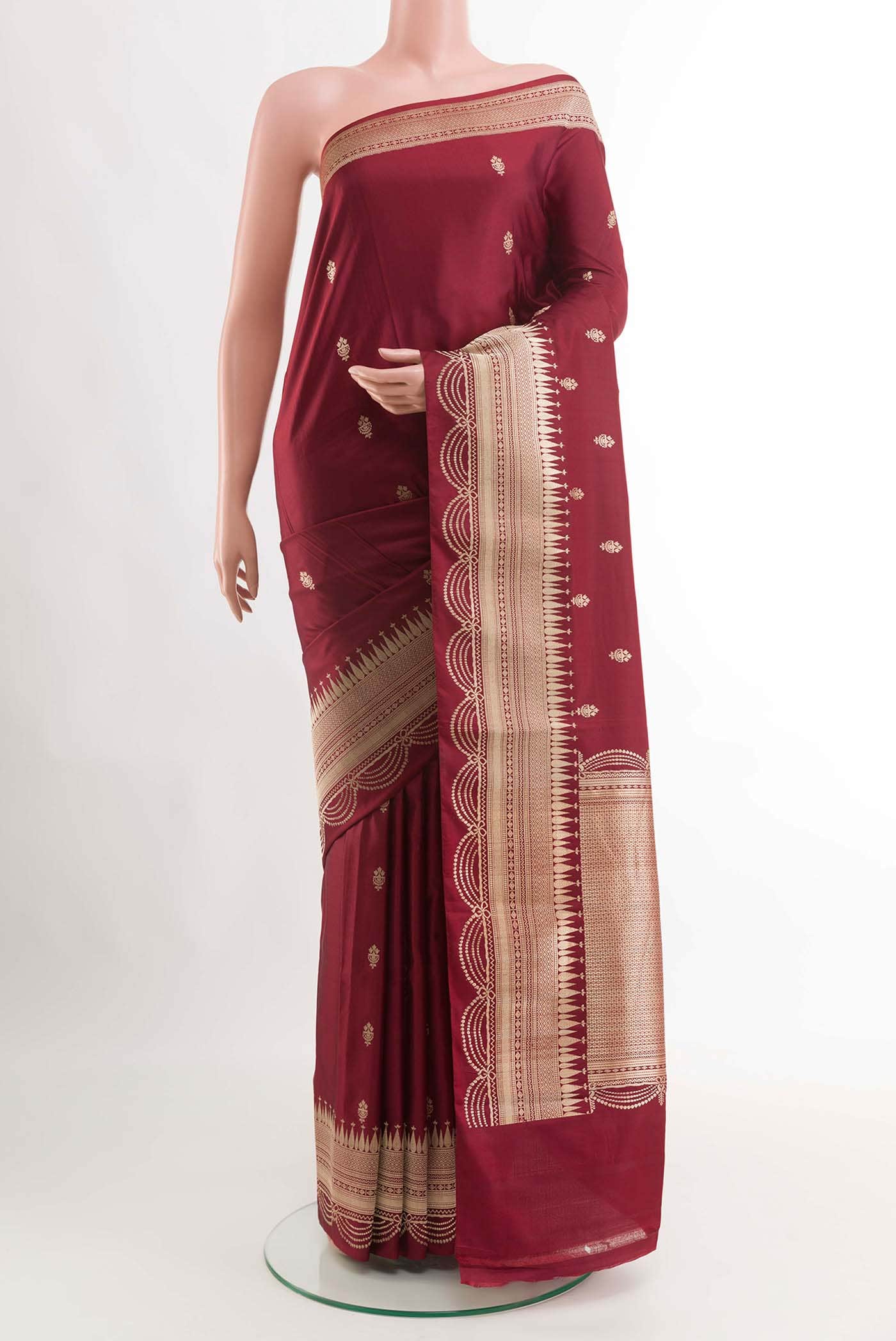 Maroon Banarasi Katan Silk Saree