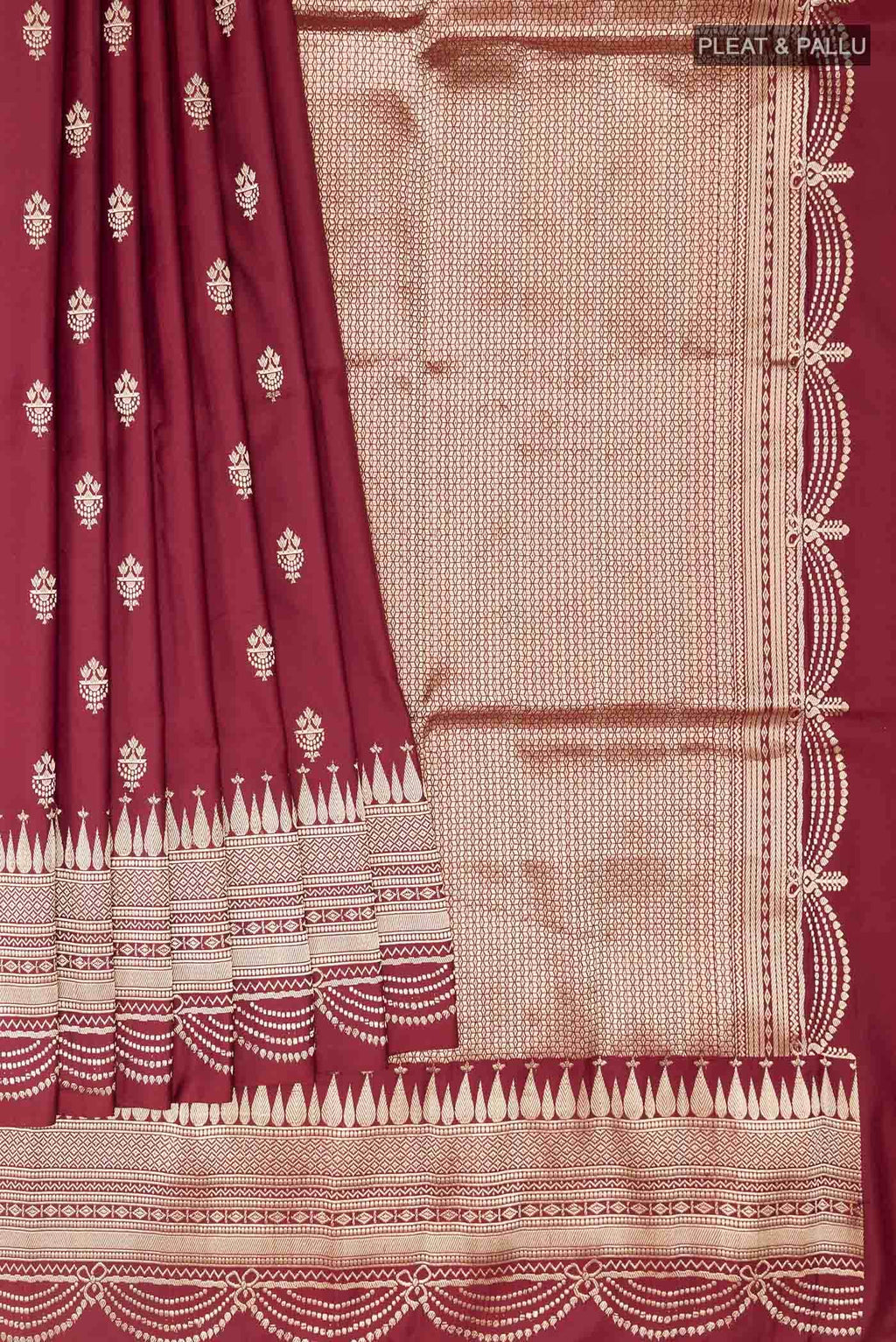 Maroon Banarasi Katan Silk Saree