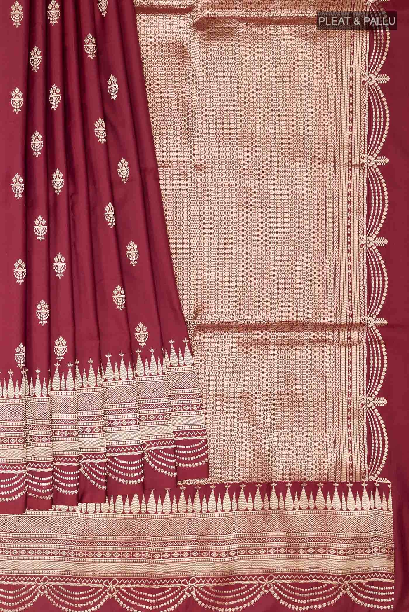 Maroon Banarasi Katan Silk Saree