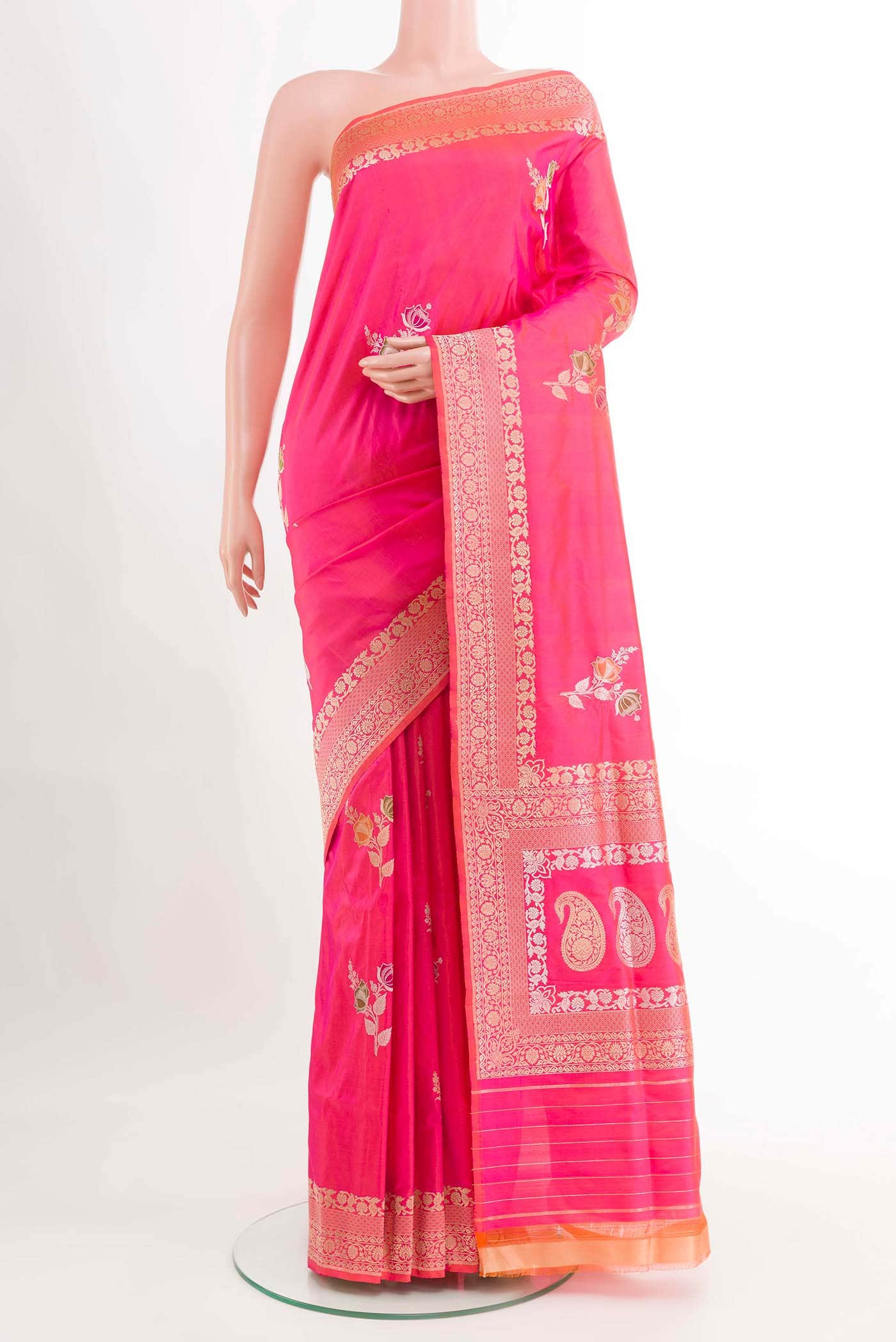 Pink Banarasi Katan Silk Saree