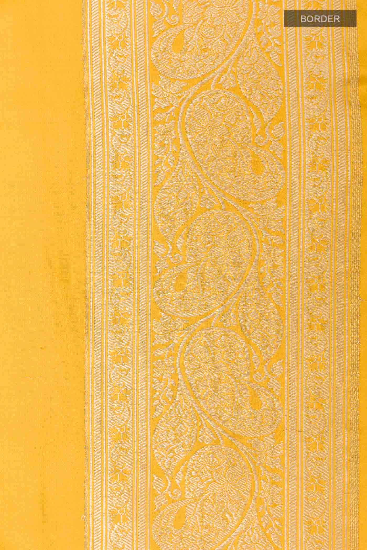 Yellow Banarasi Katan Silk Saree