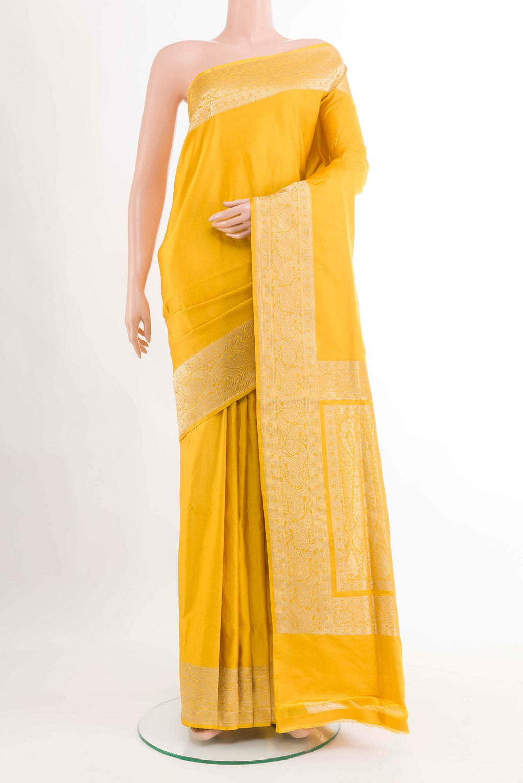 Yellow Banarasi Katan Silk Saree