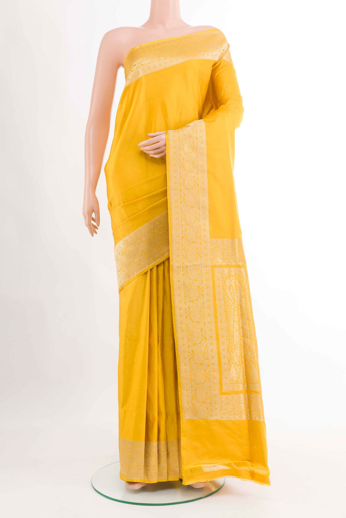 Yellow Banarasi Katan Silk Saree
