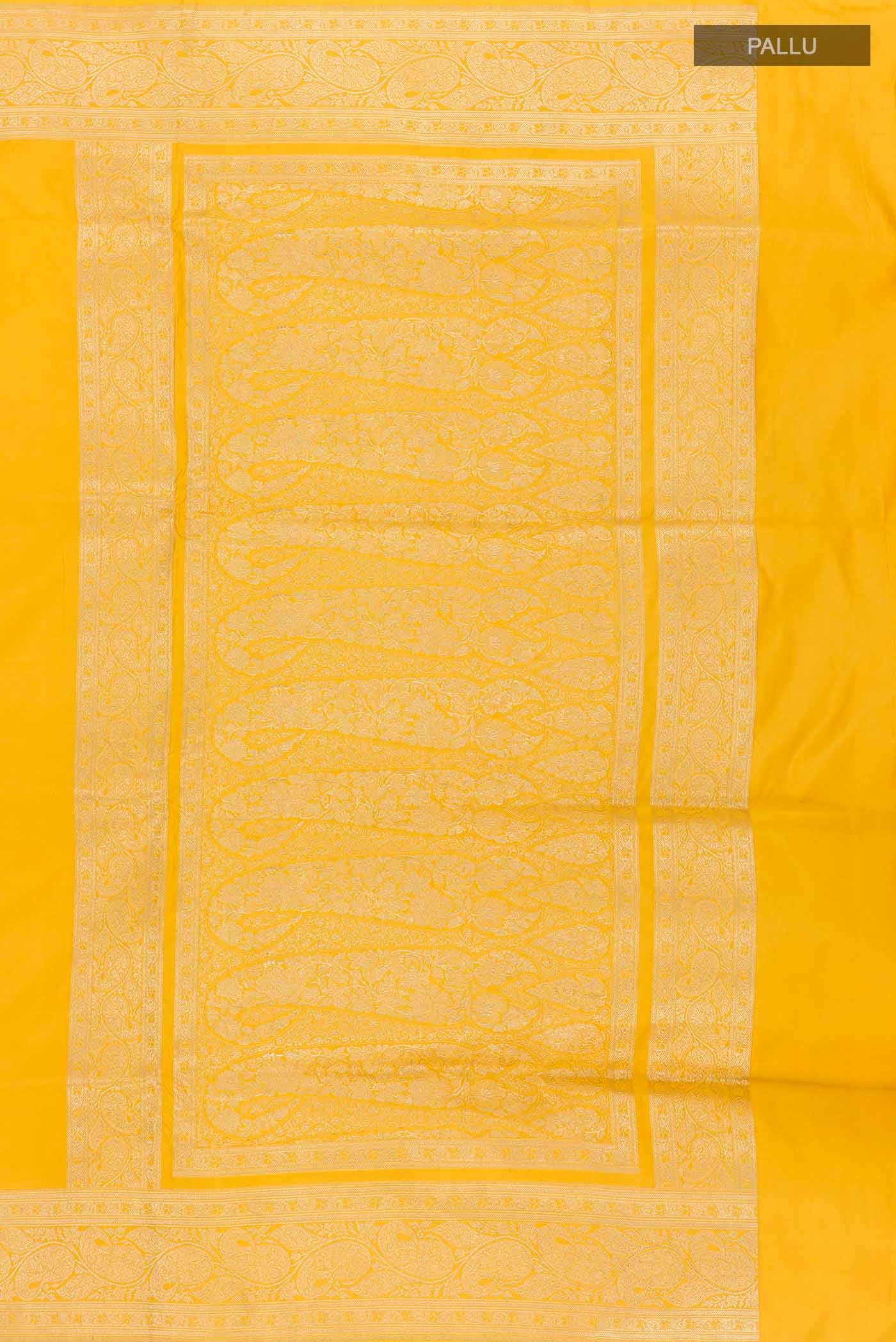 Yellow Banarasi Katan Silk Saree
