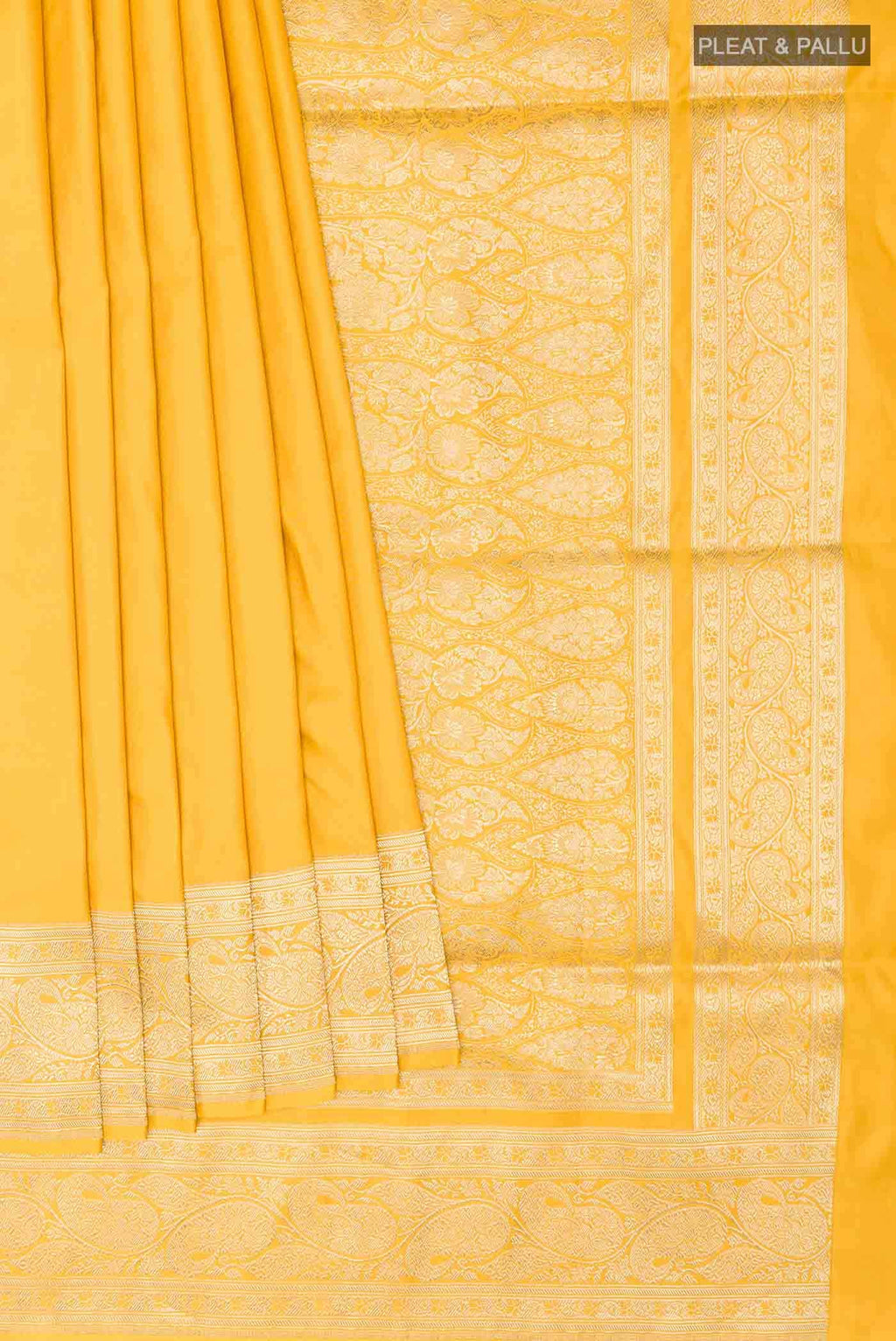 Yellow Banarasi Katan Silk Saree