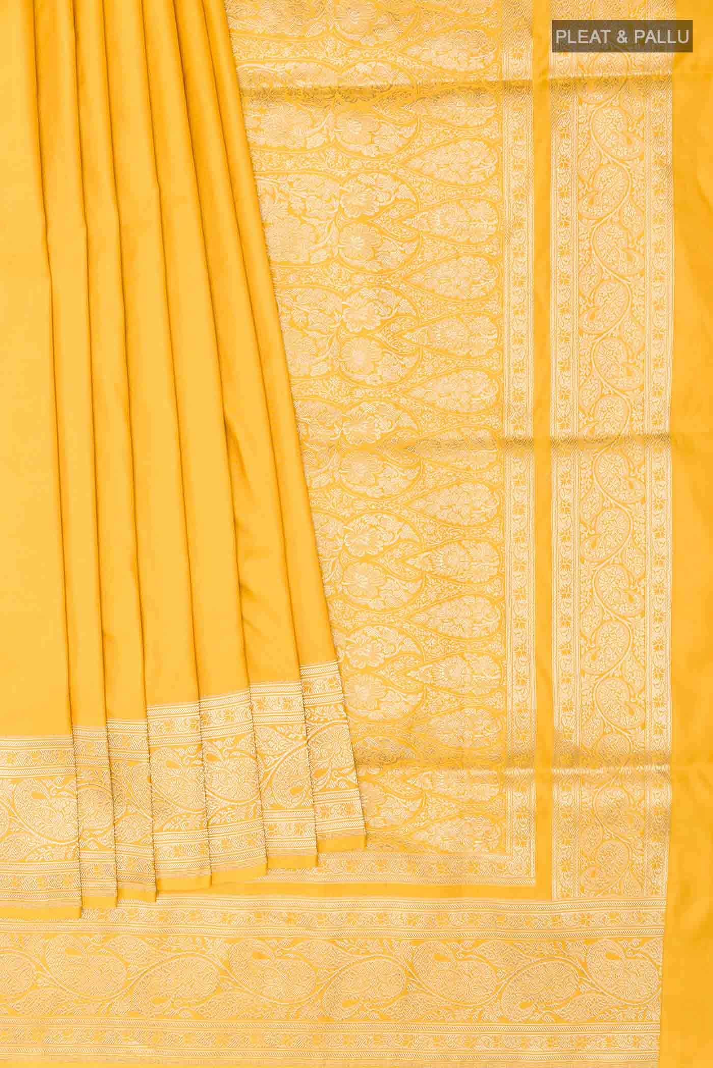 Yellow Banarasi Katan Silk Saree