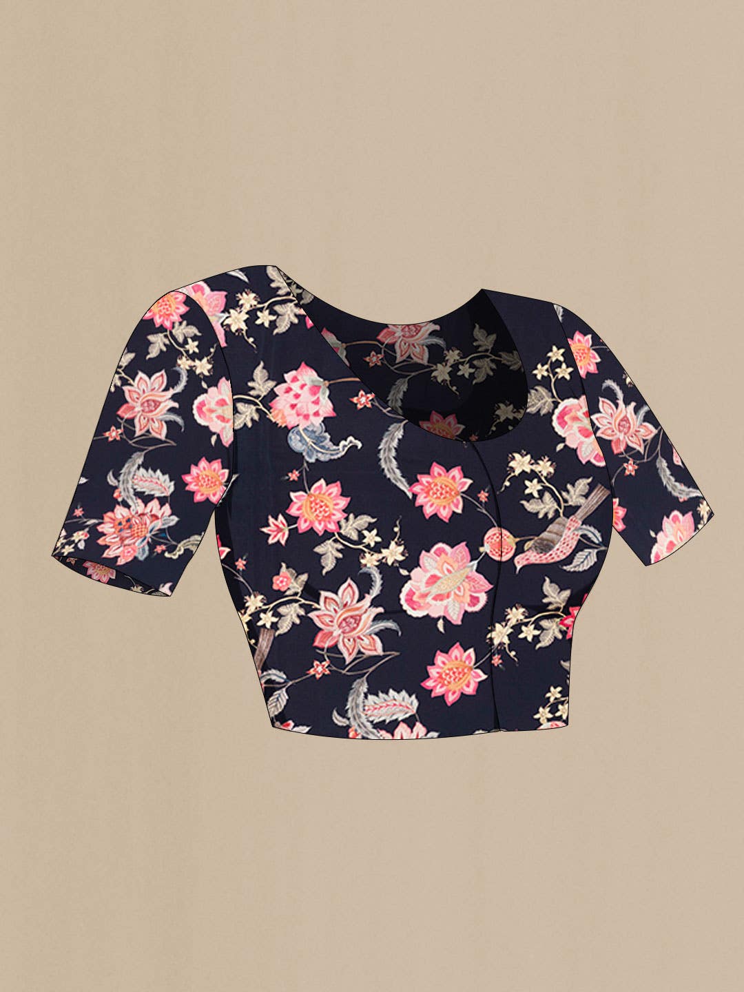 Beige Mysore Crepe Saree