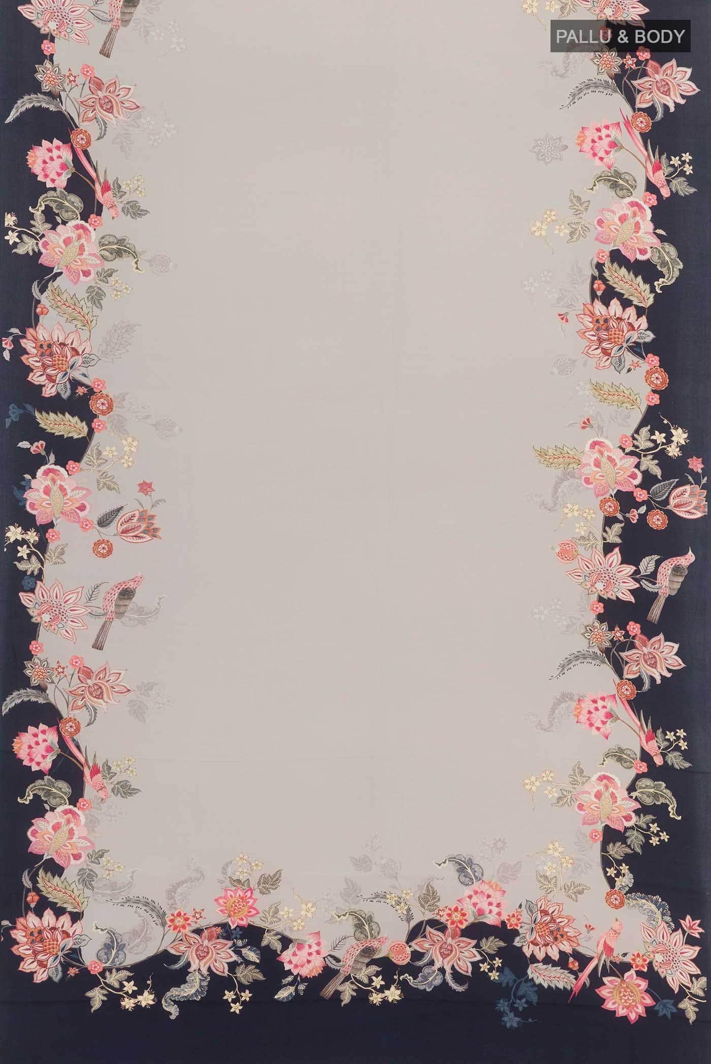 Beige Mysore Crepe Saree