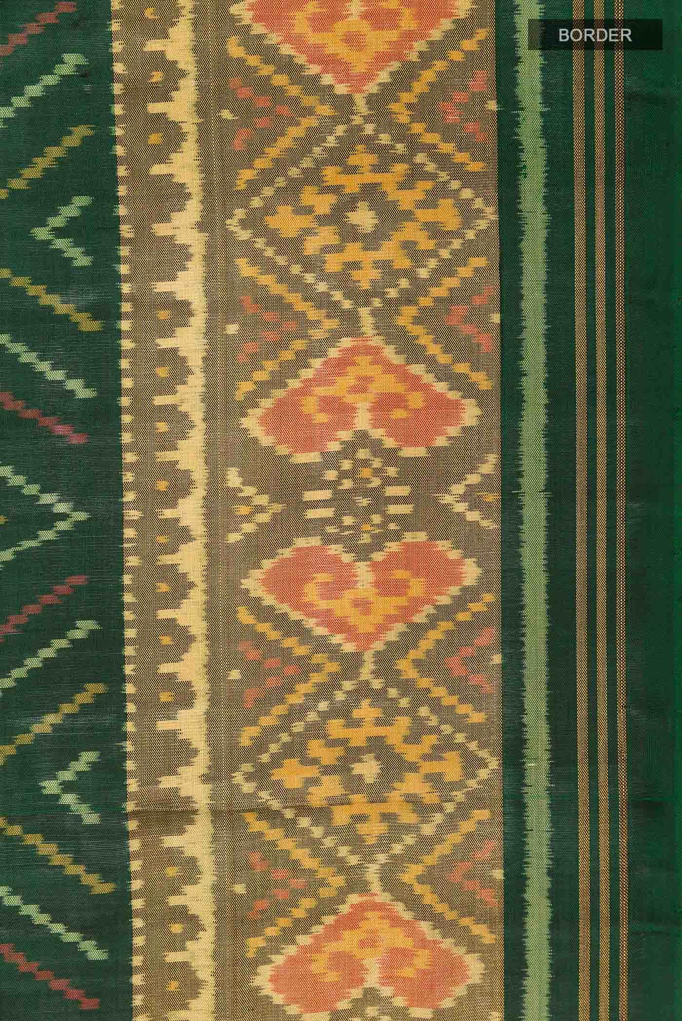 Bottle Green Rajkot Patola Silk Saree