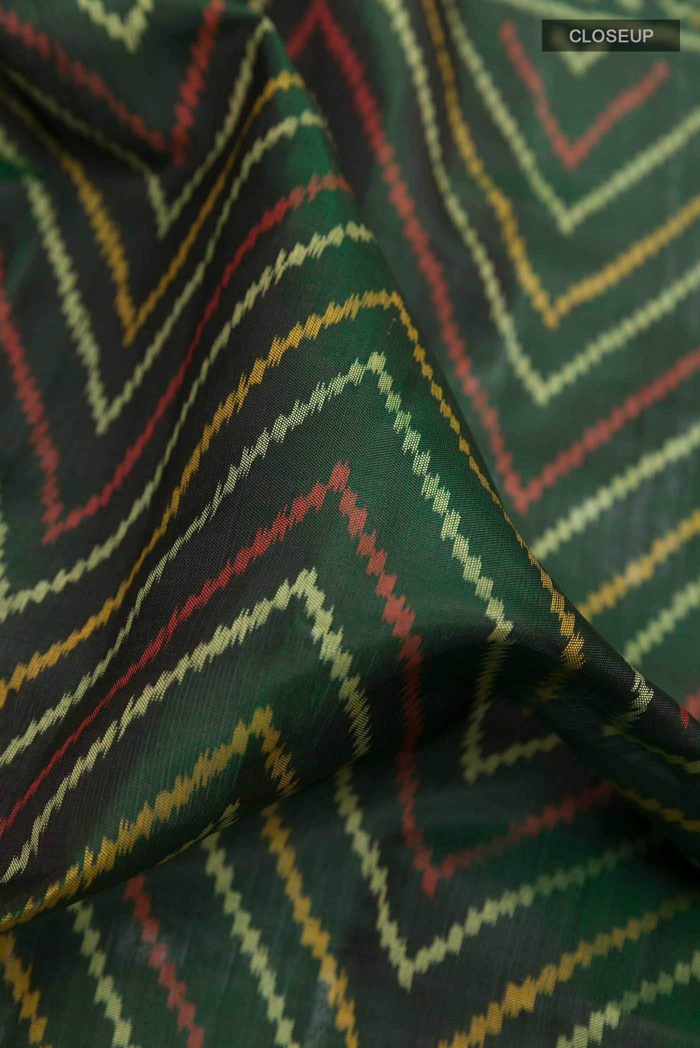 Bottle Green Rajkot Patola Silk Saree