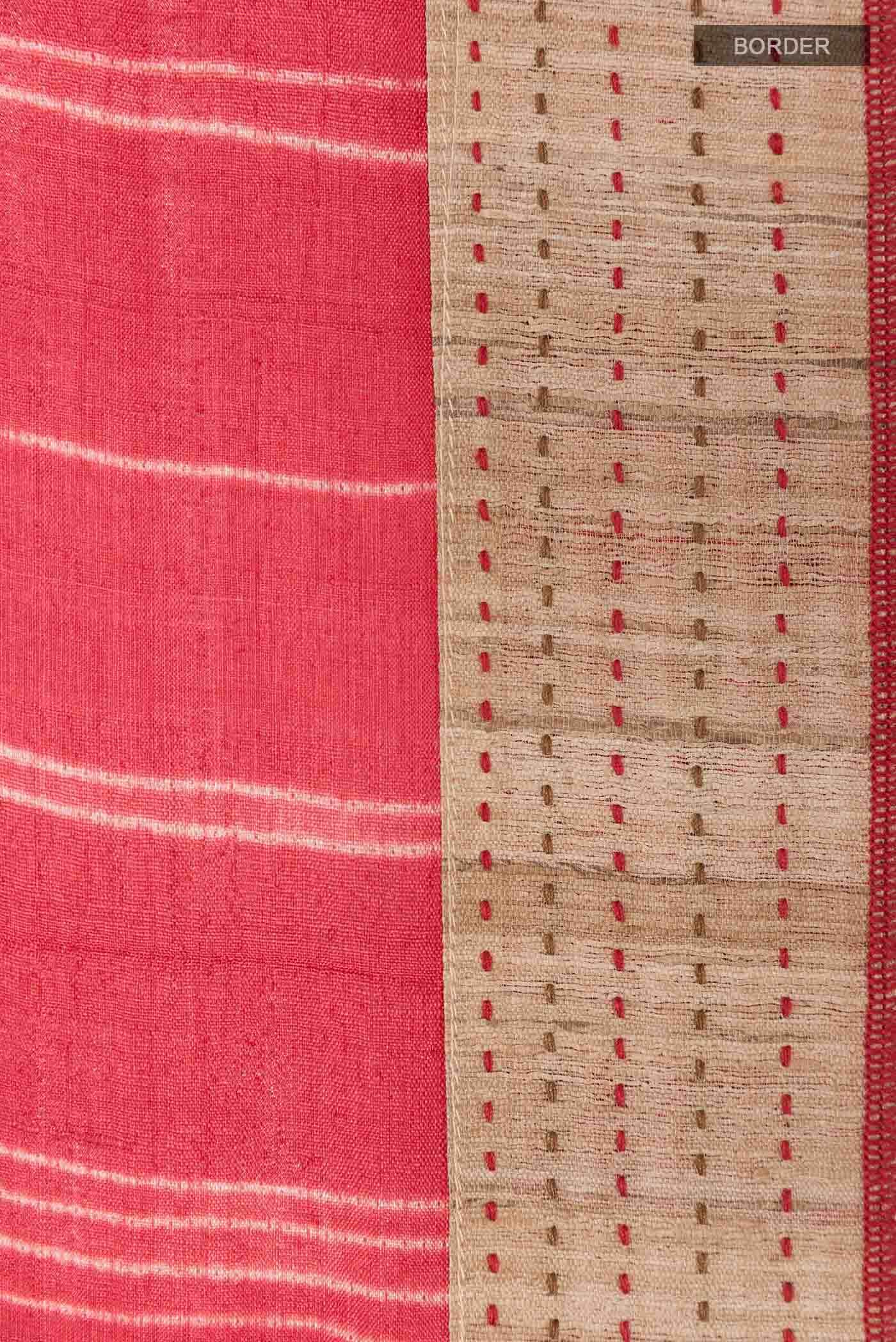 Red Tussar Saree