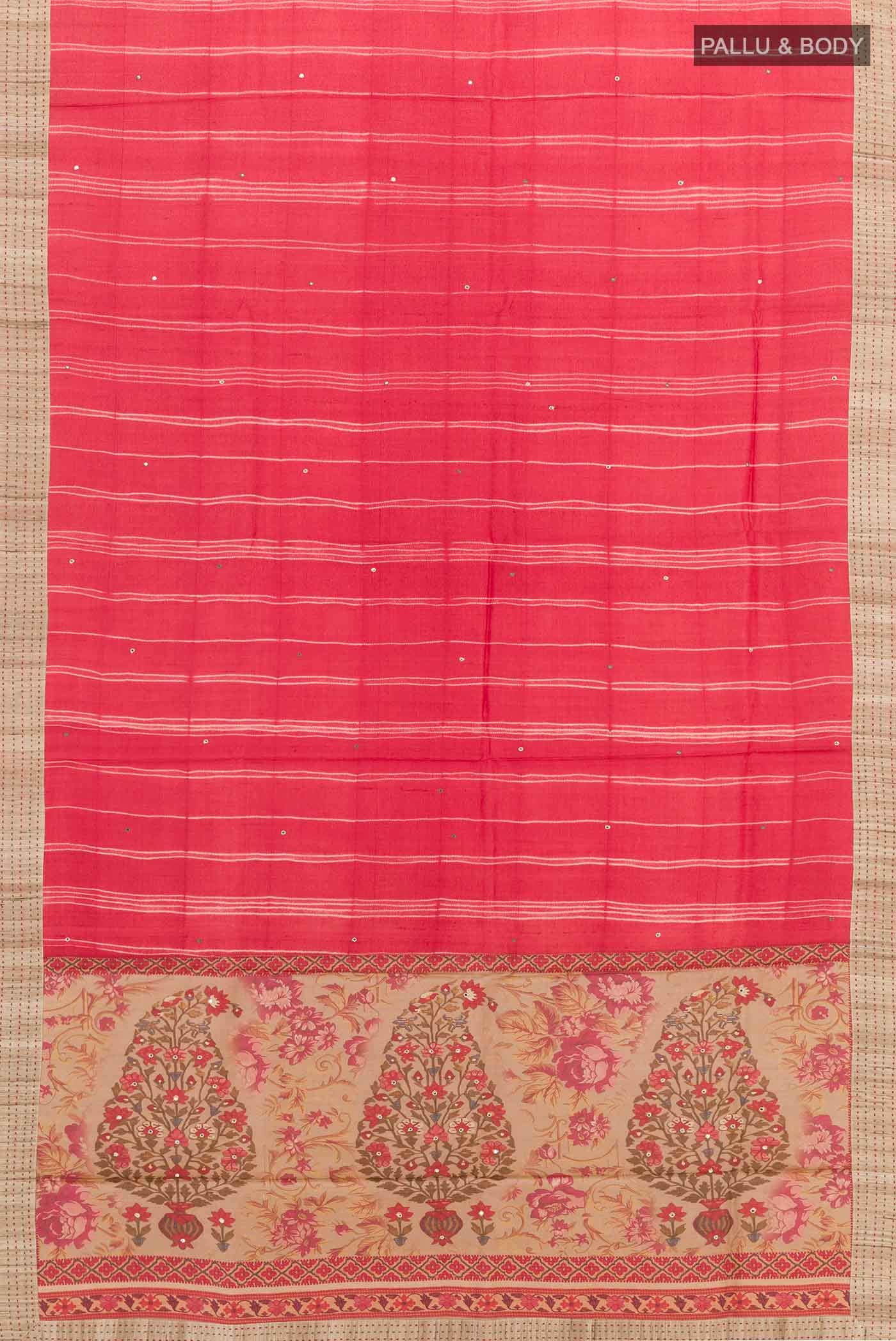Red Tussar Saree