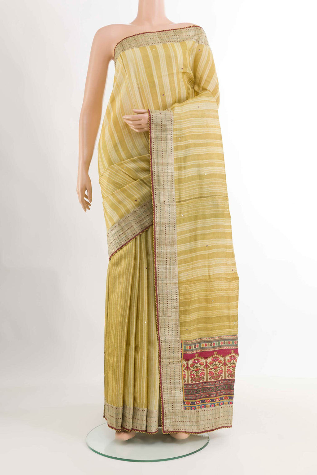 Pickle Green Tussar Saree