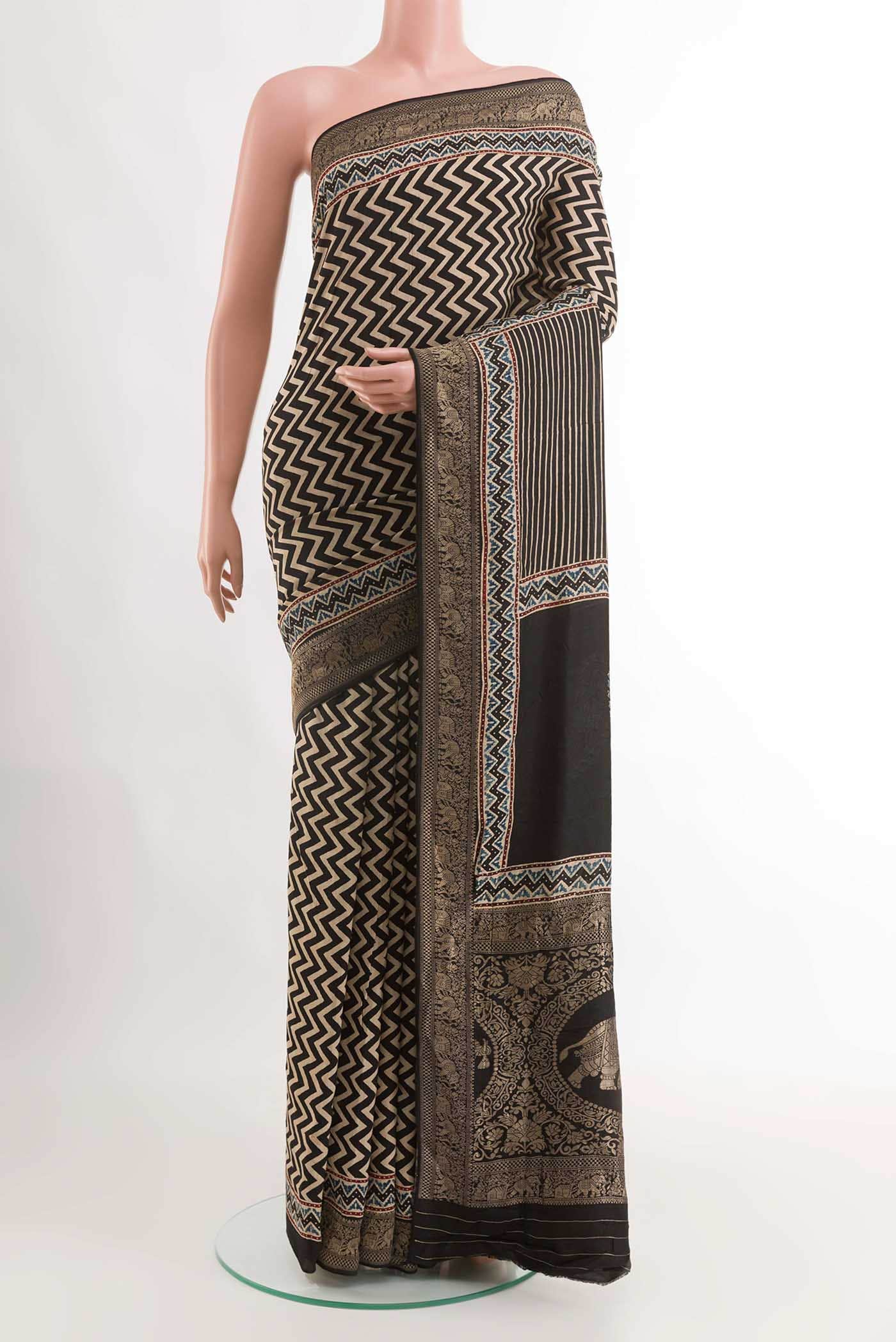 Black Mysore Georgette Saree