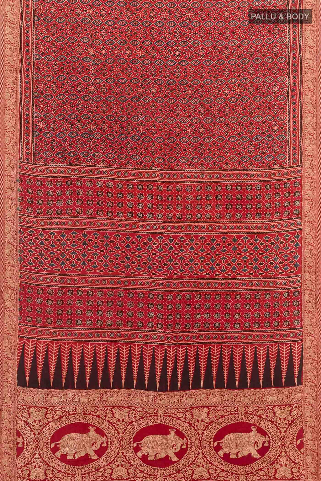 Red Printed Silk Saree