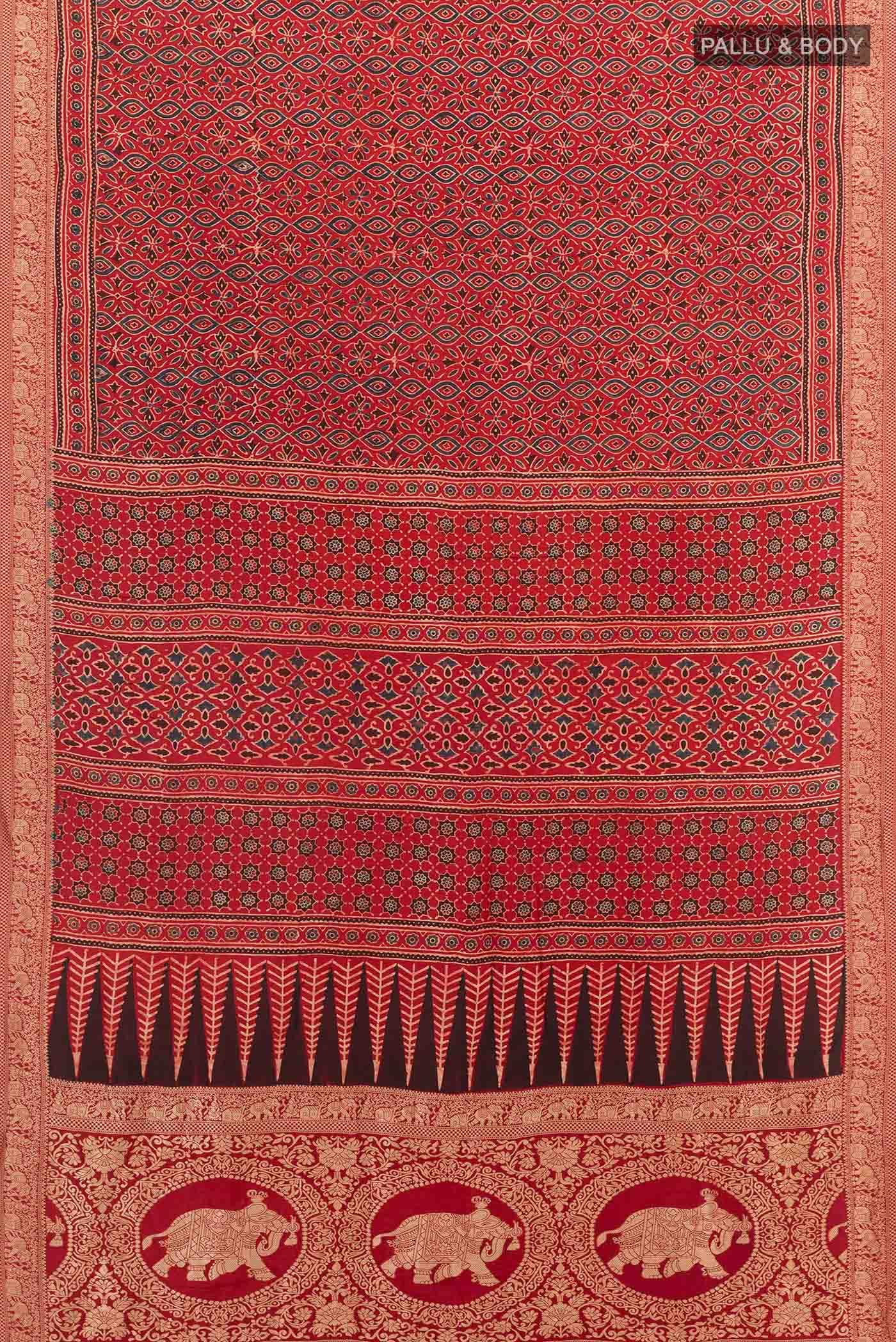Red Printed Silk Saree