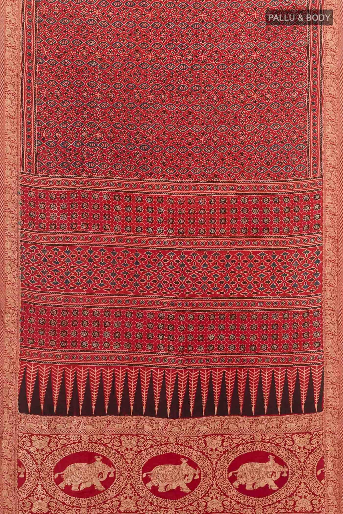 Red Printed Silk Saree