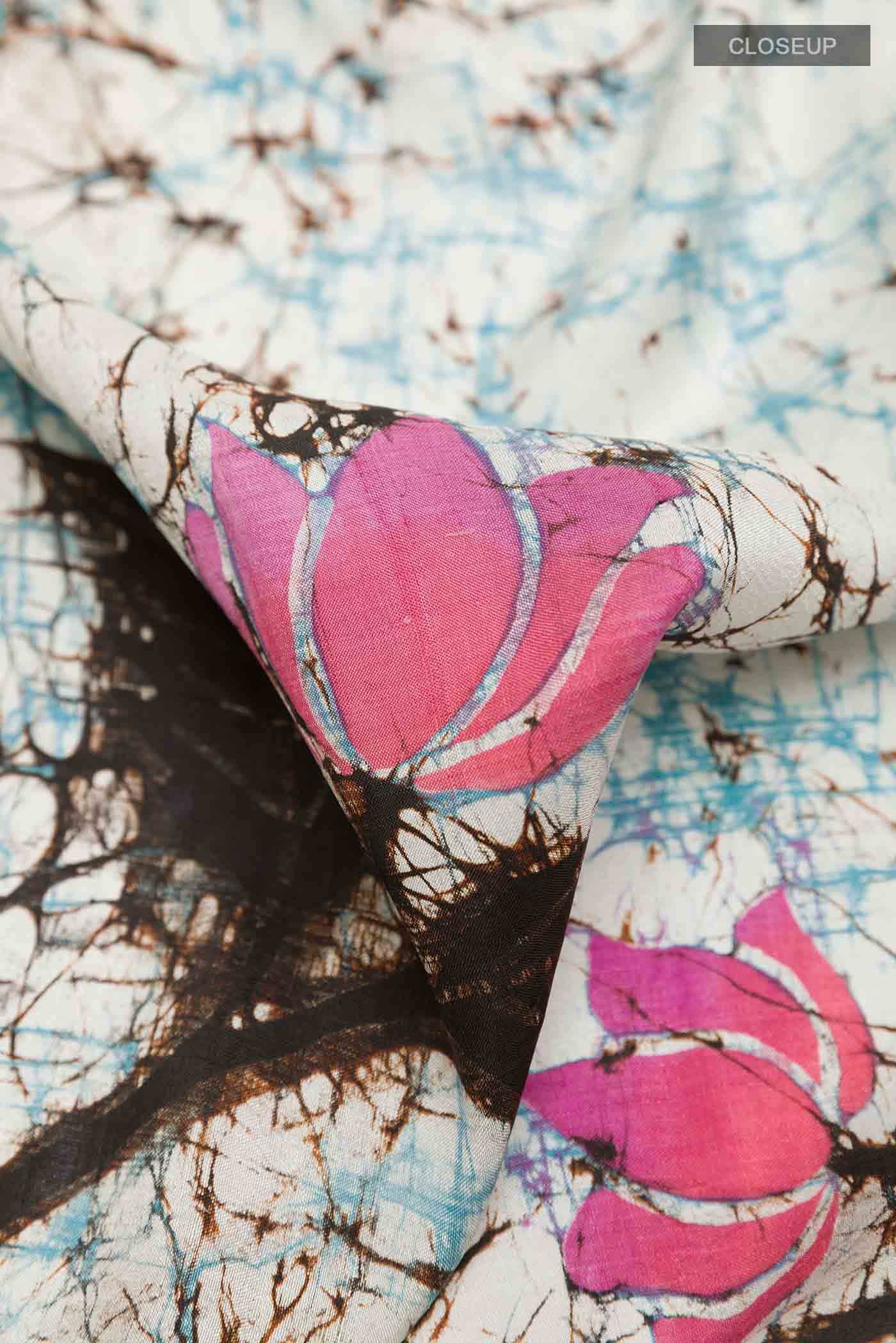 Blue Printed Silk Saree