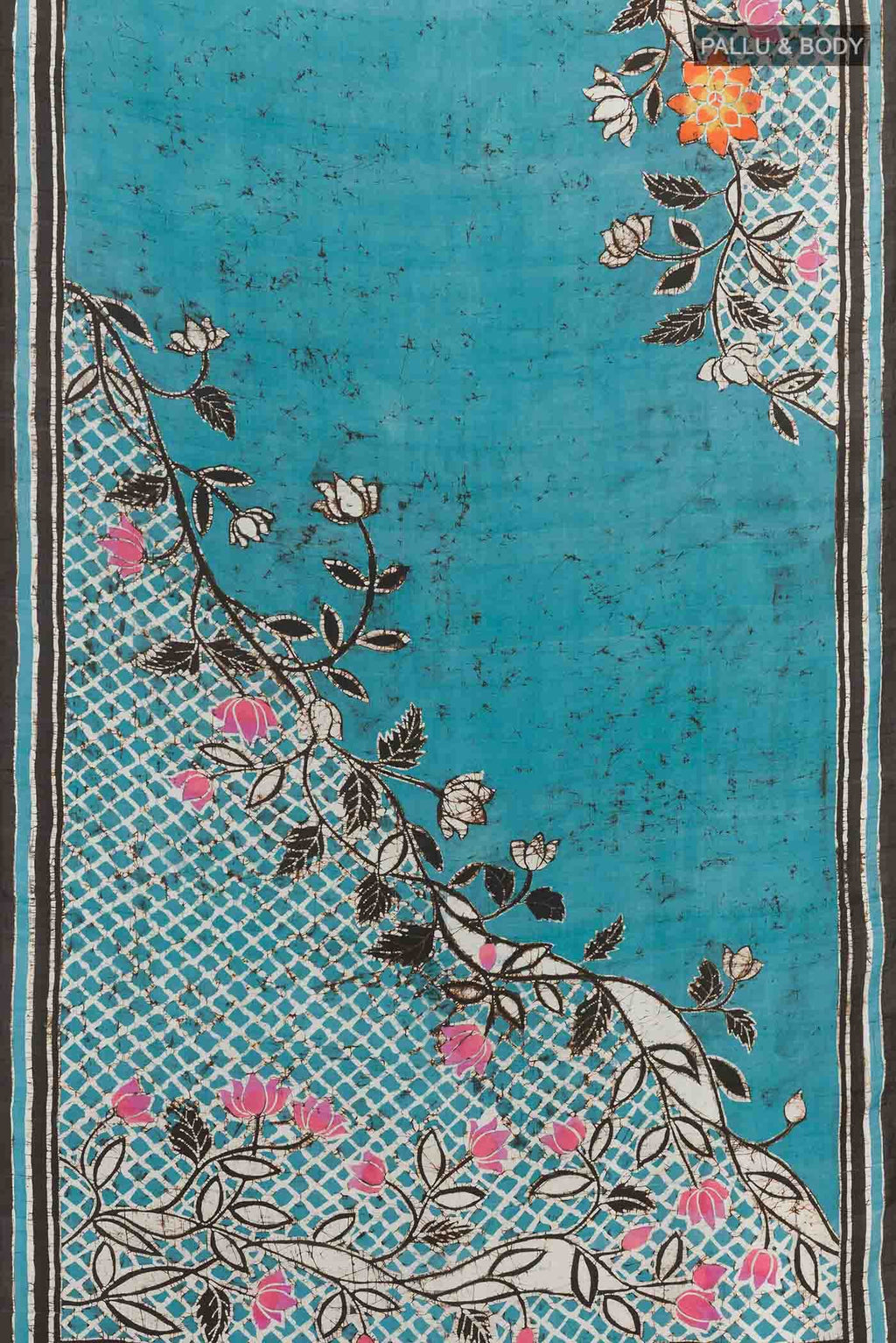 Blue Printed Silk Saree