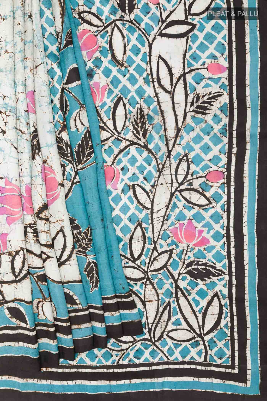 Blue Printed Silk Saree