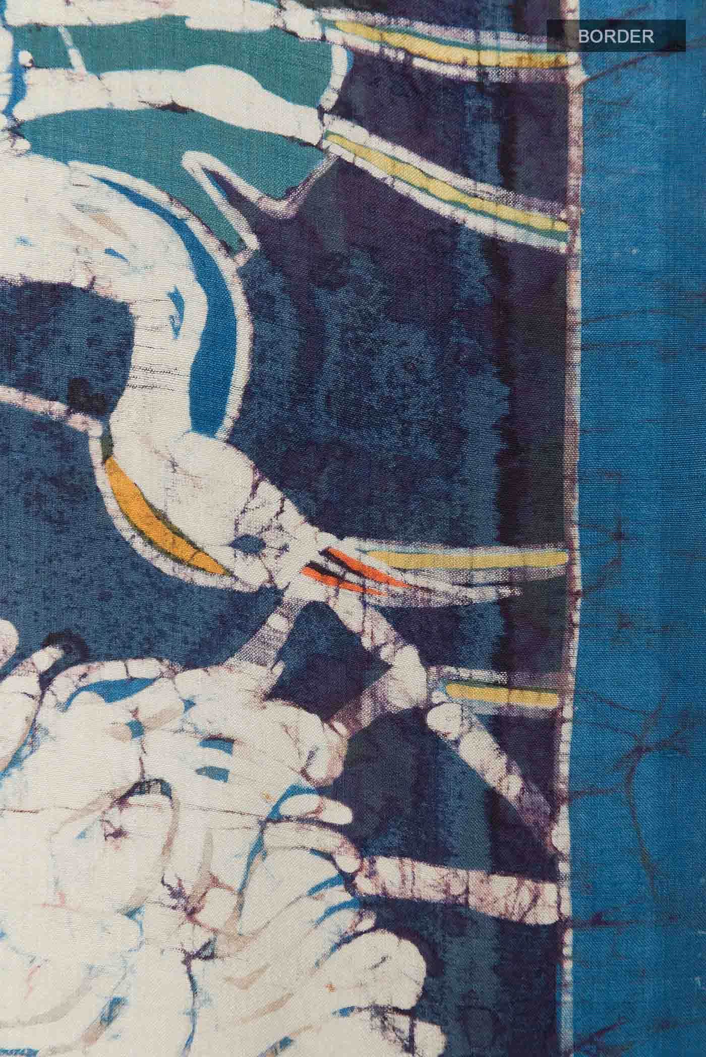 Blue Printed Silk Saree