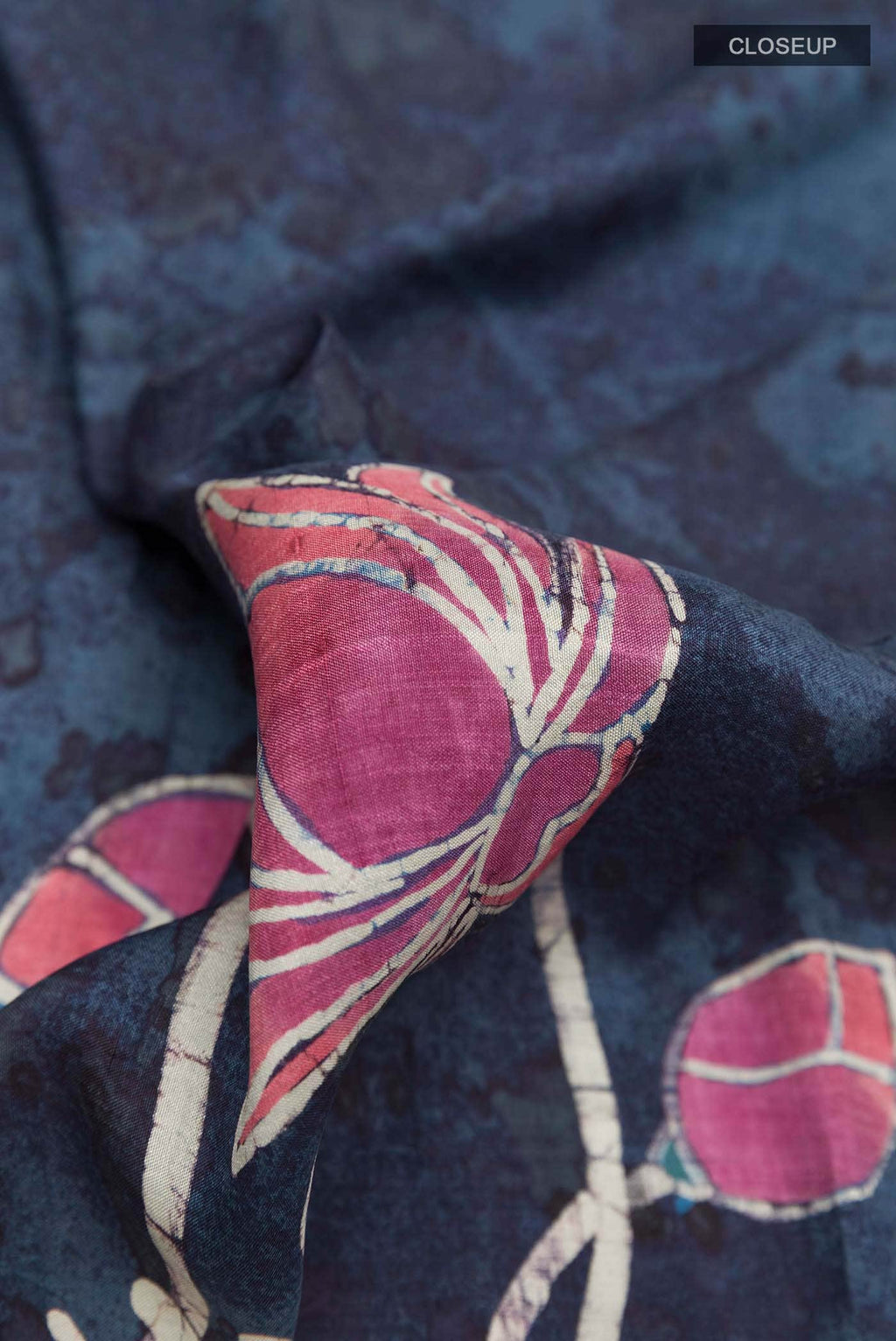 Blue Printed Silk Saree