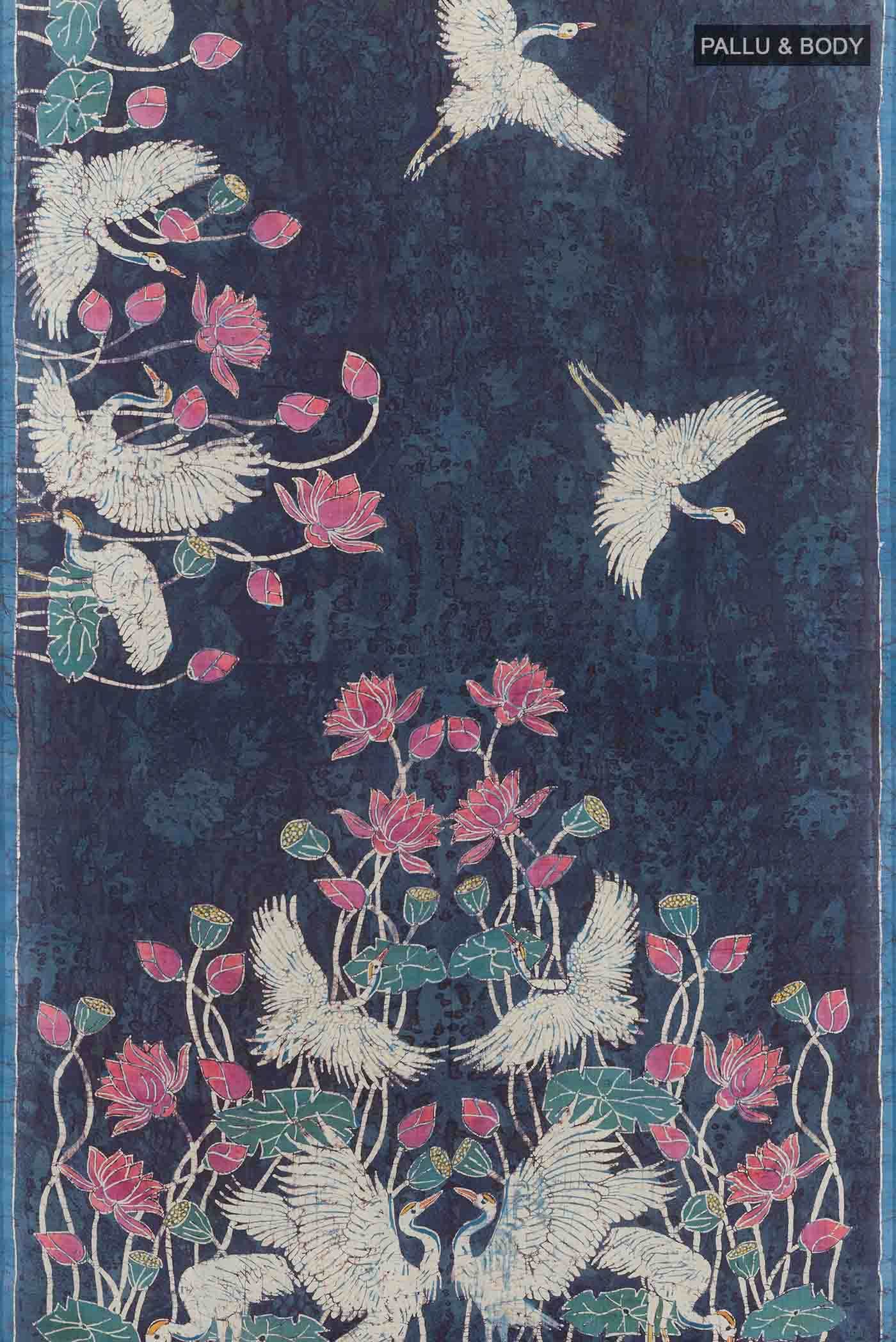 Blue Printed Silk Saree