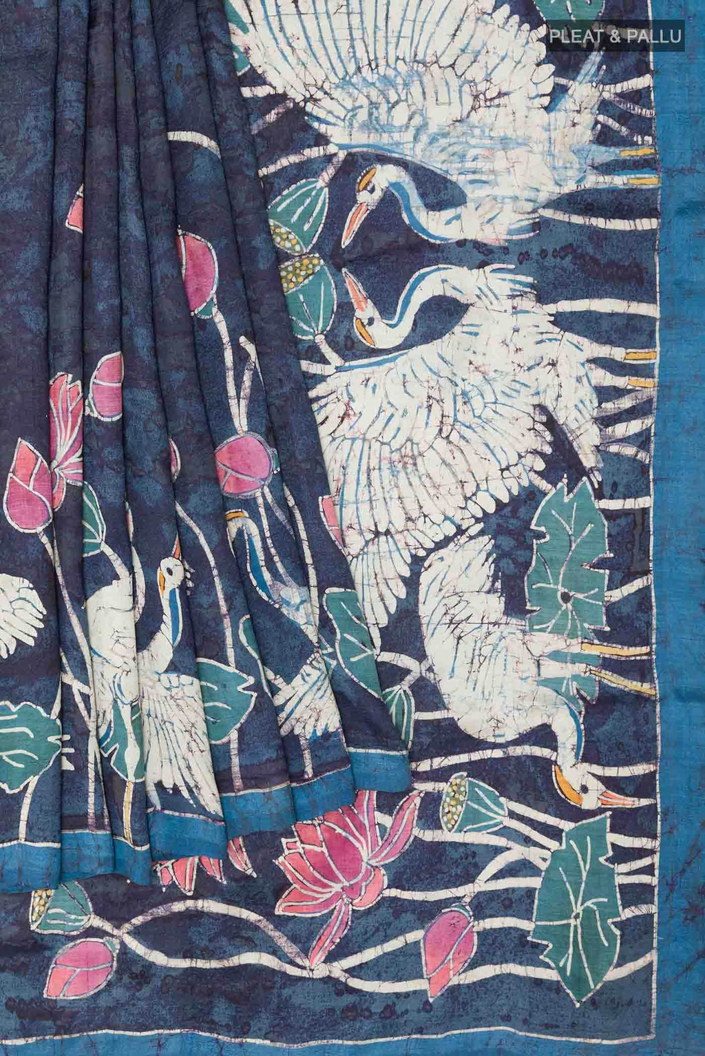 Blue Printed Silk Saree