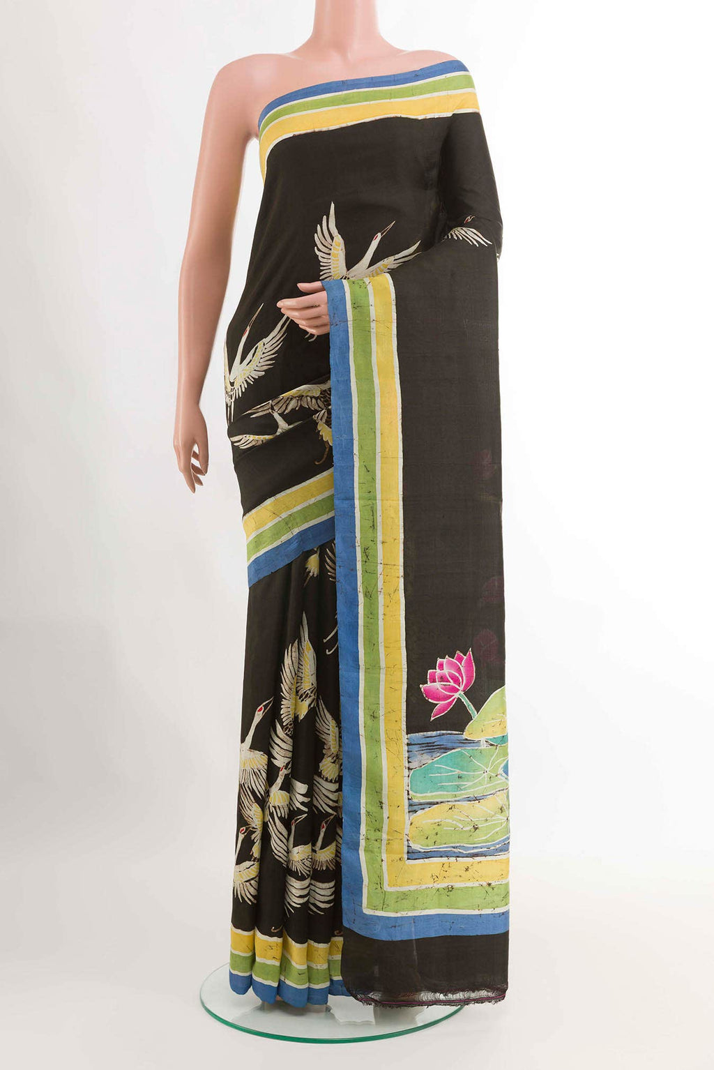 Black Printed Silk Saree