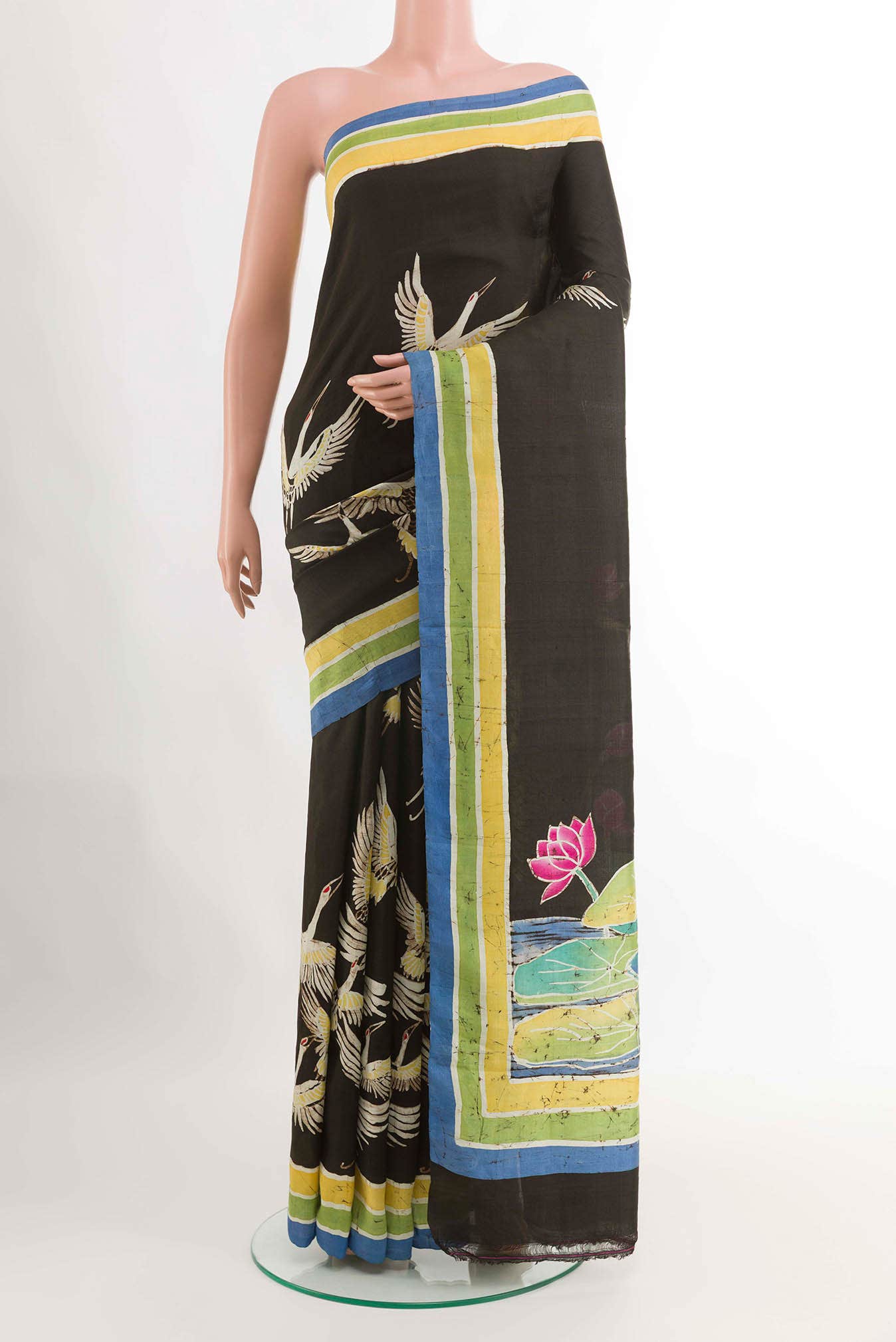 Black Printed Silk Saree