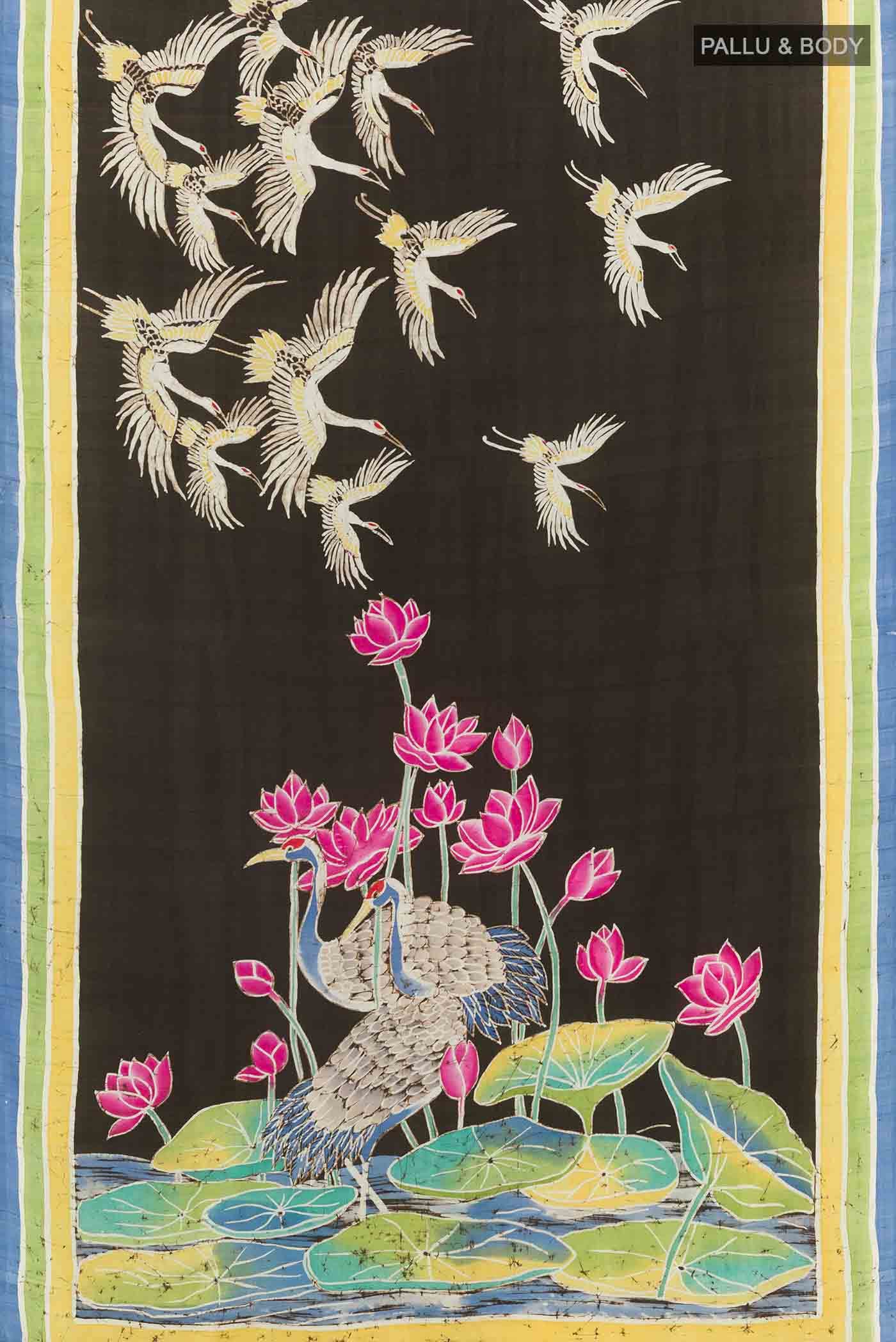 Black Printed Silk Saree