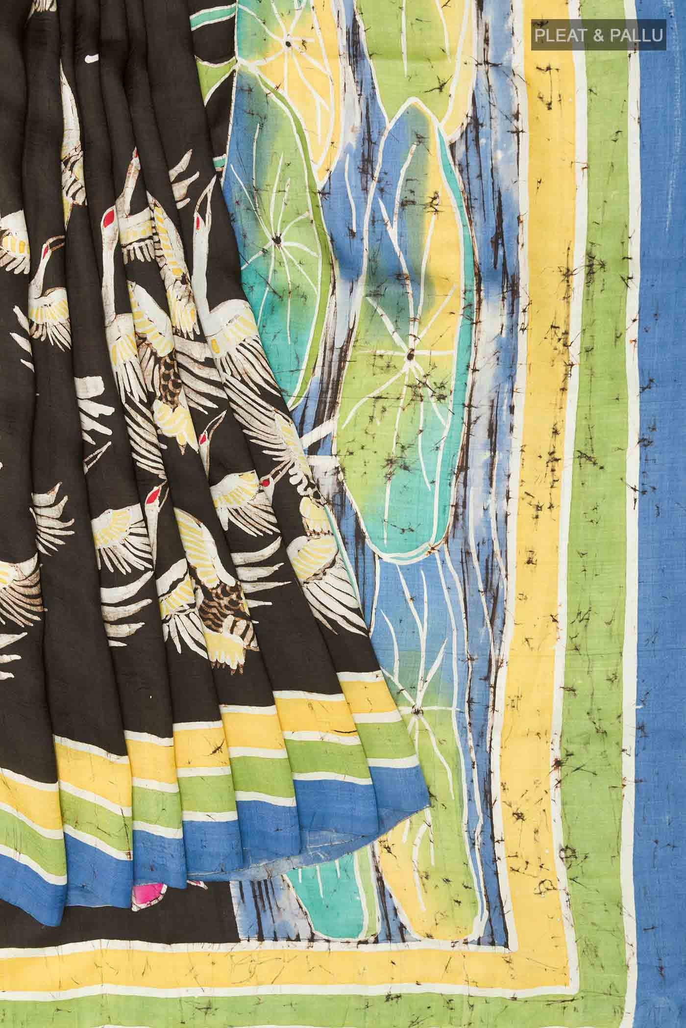 Black Printed Silk Saree