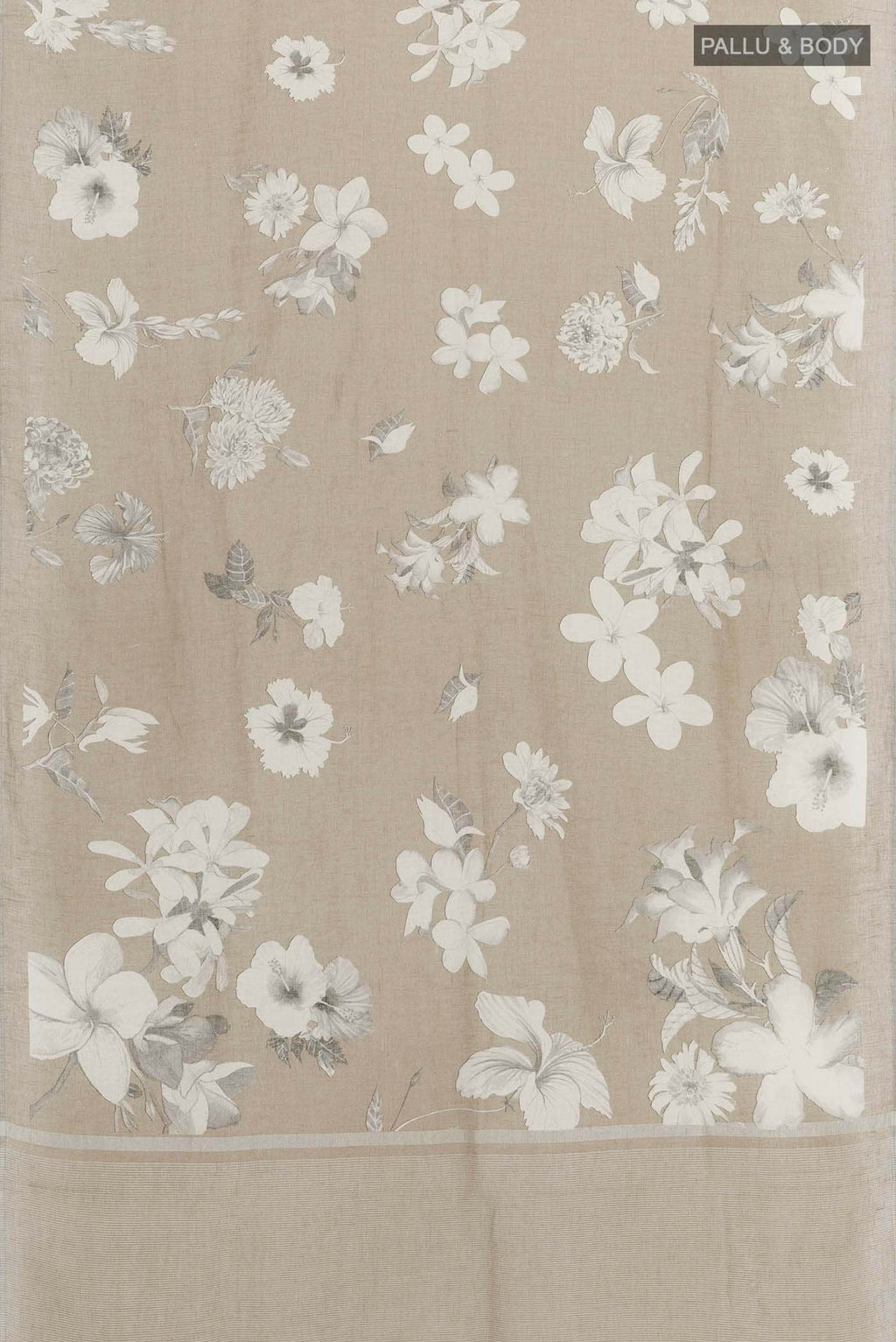 Beige Blended Linen Cotton Saree