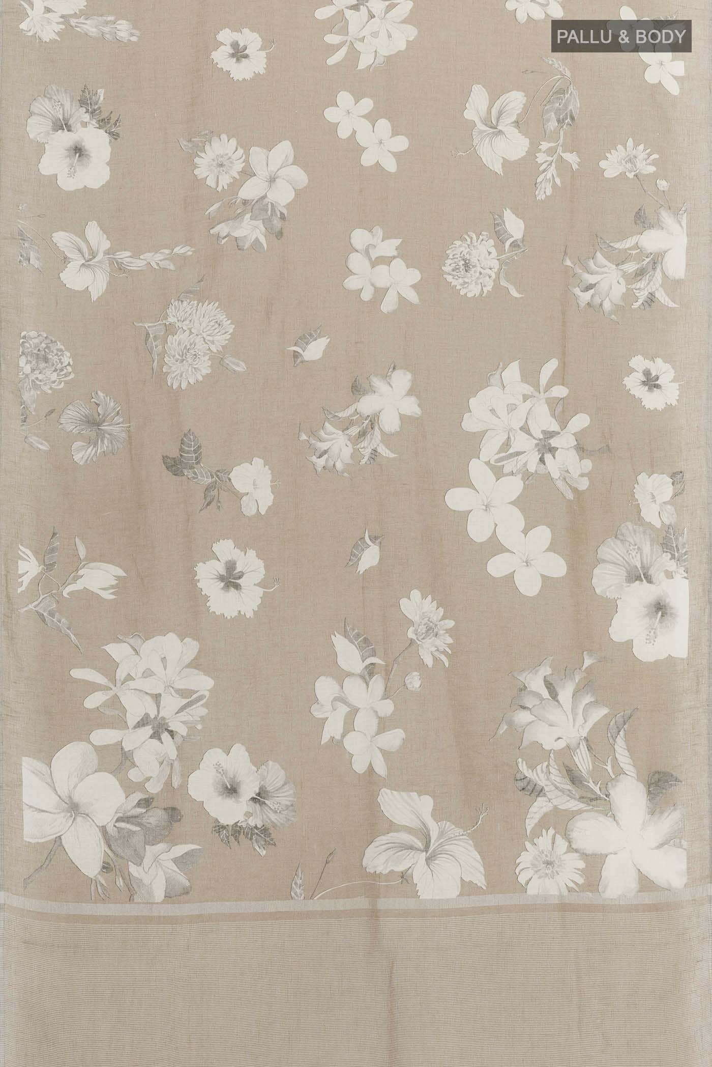 Beige Blended Linen Cotton Saree