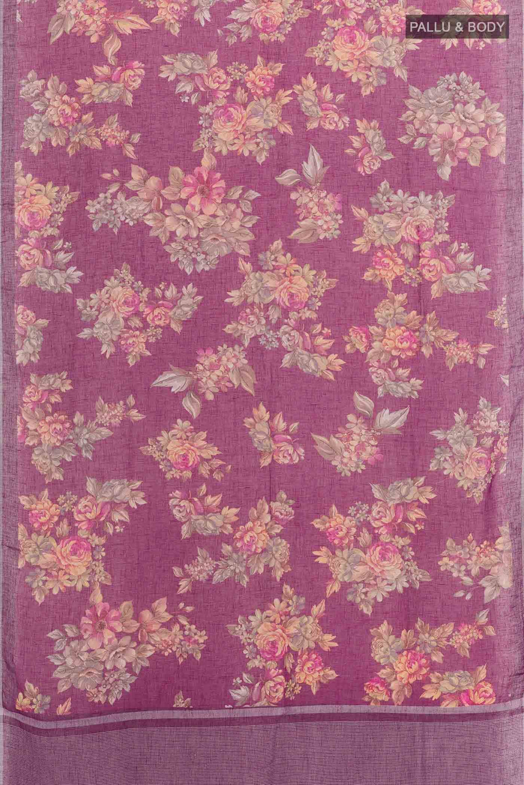 Magenta Blended Linen Cotton Saree