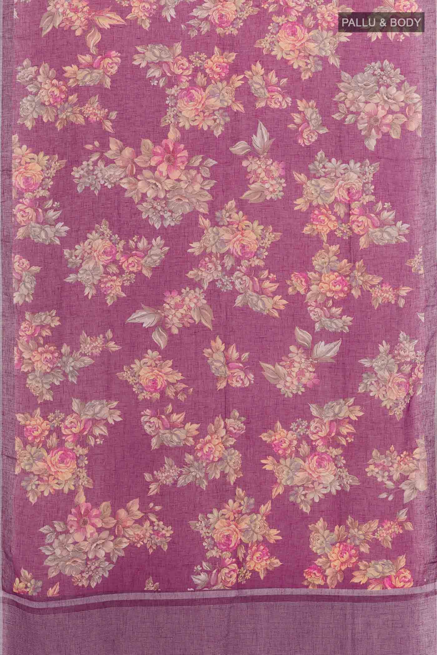 Magenta Blended Linen Cotton Saree