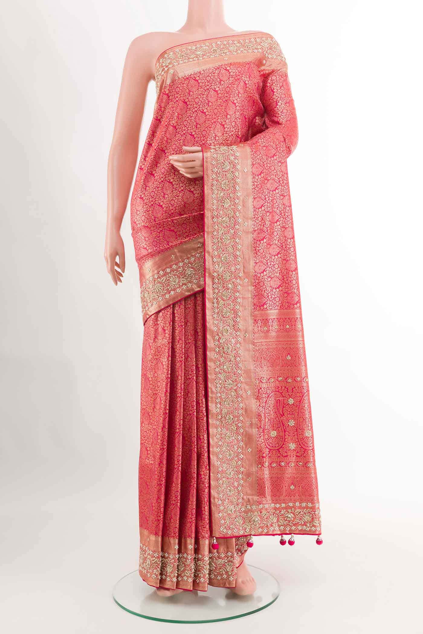 Pink Dual Tone Banarasi Silk Saree