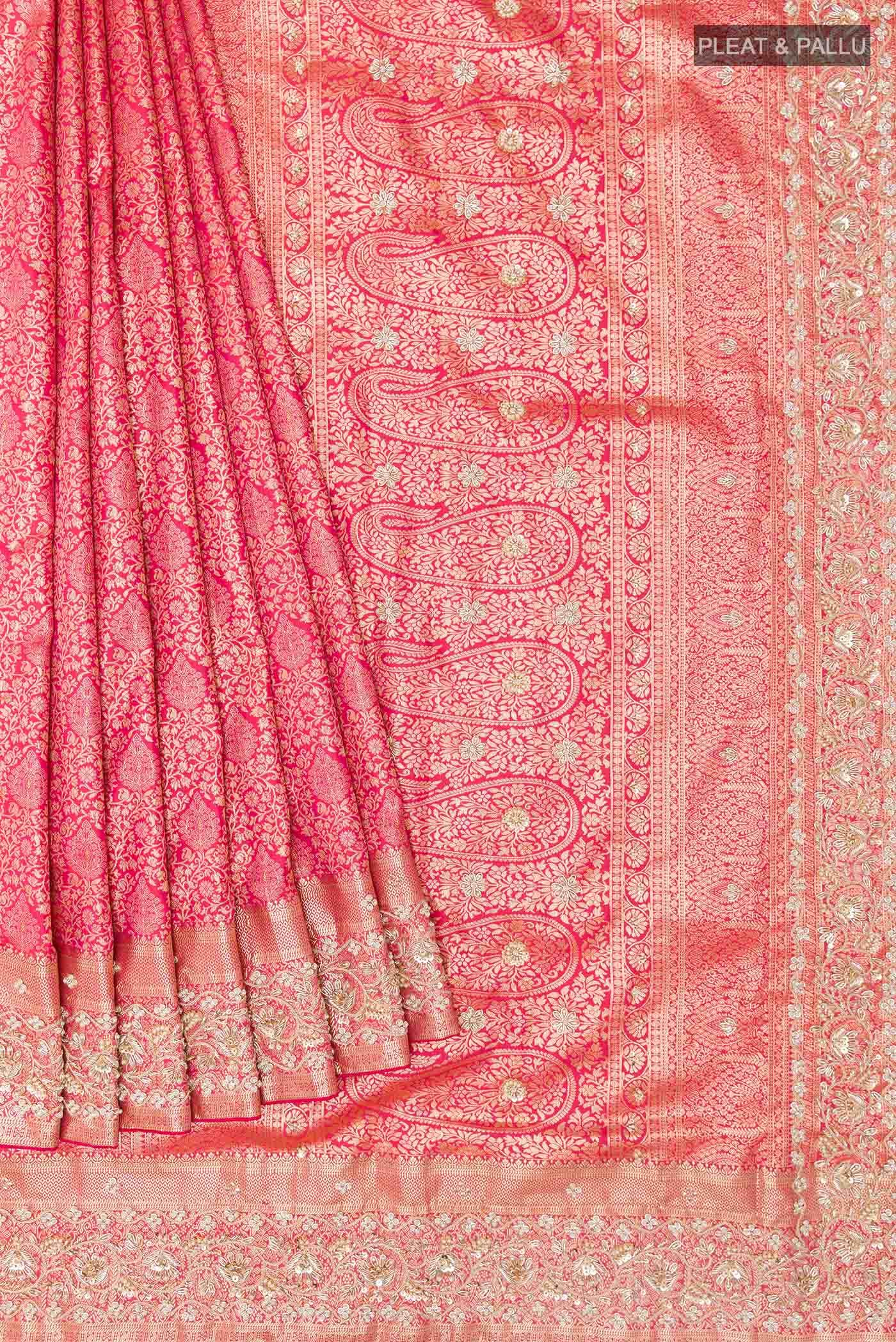 Pink Dual Tone Banarasi Silk Saree
