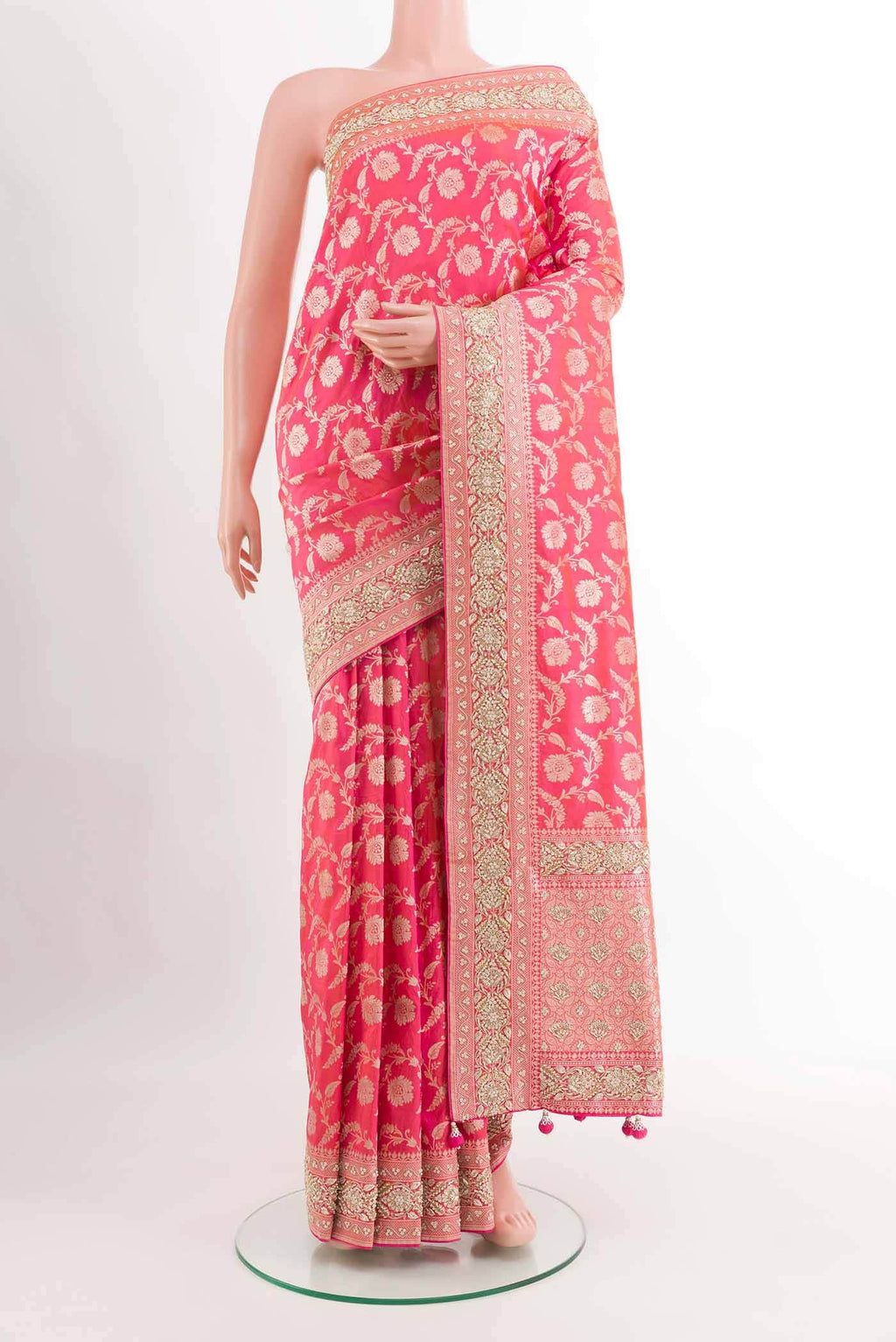 Pink Dual Tone Banarasi Silk Saree