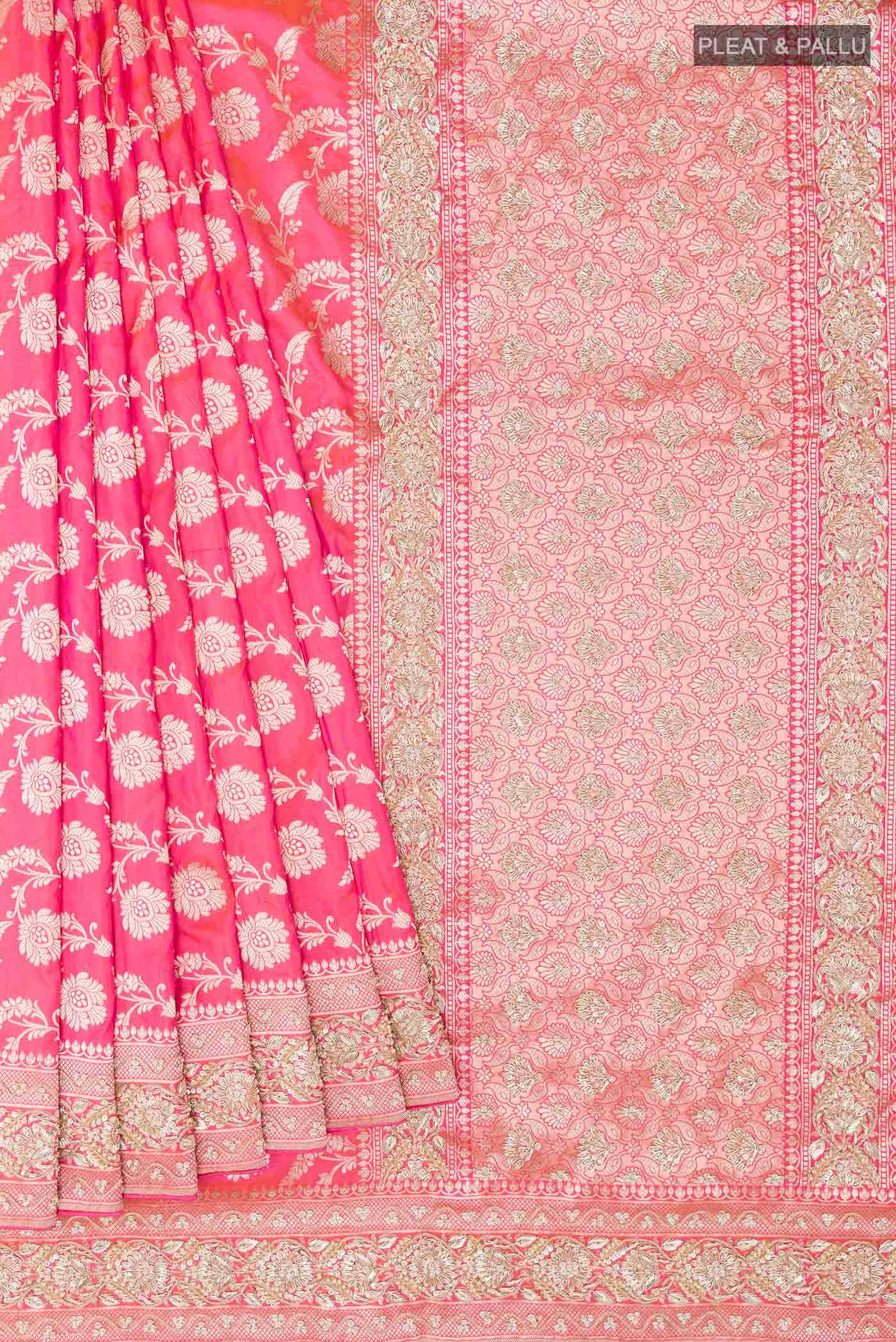 Pink Dual Tone Banarasi Silk Saree