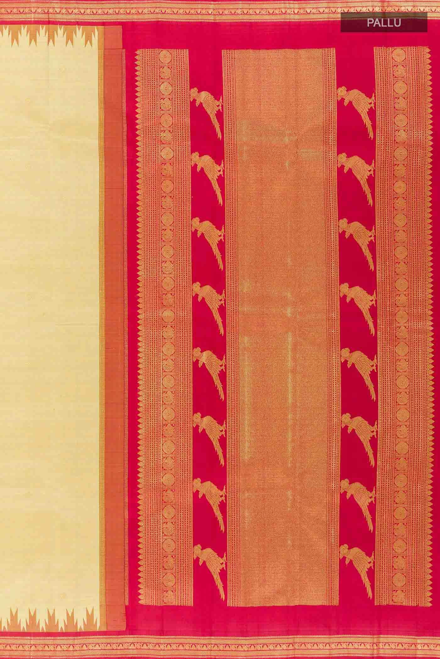 Beige Kanchipuram Silk Saree