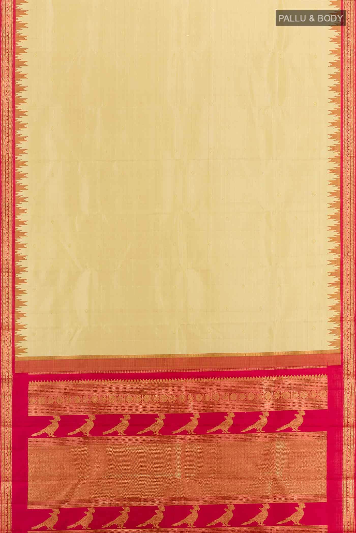 Beige Kanchipuram Silk Saree