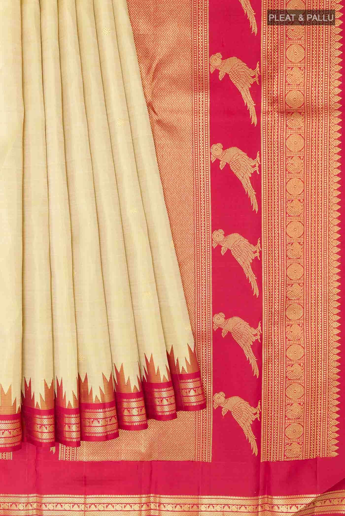 Beige Kanchipuram Silk Saree